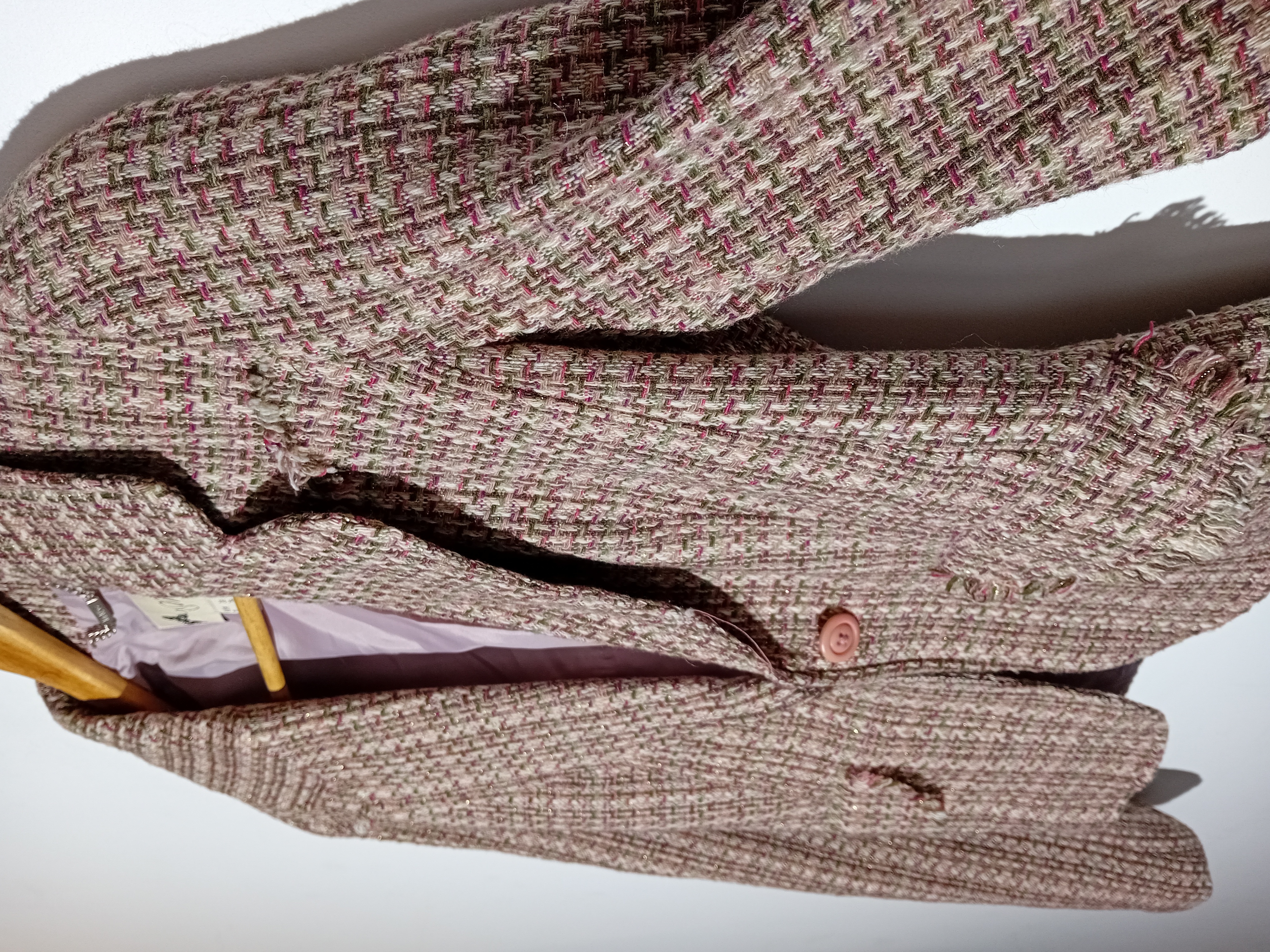 Veste En Tweed Rose Et Bordeaux Mango M