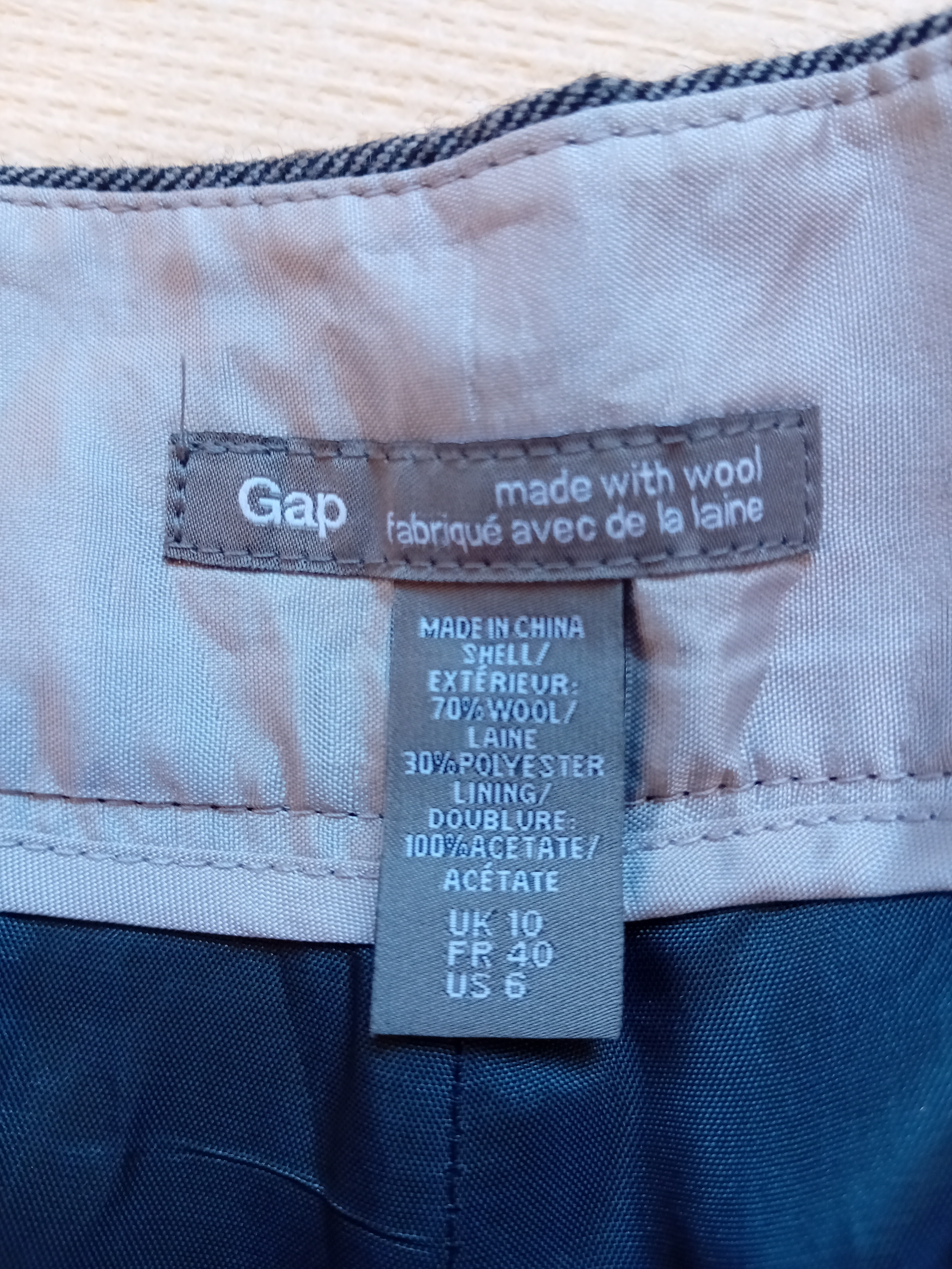 Short Laine Chevrons Gris Gap 40