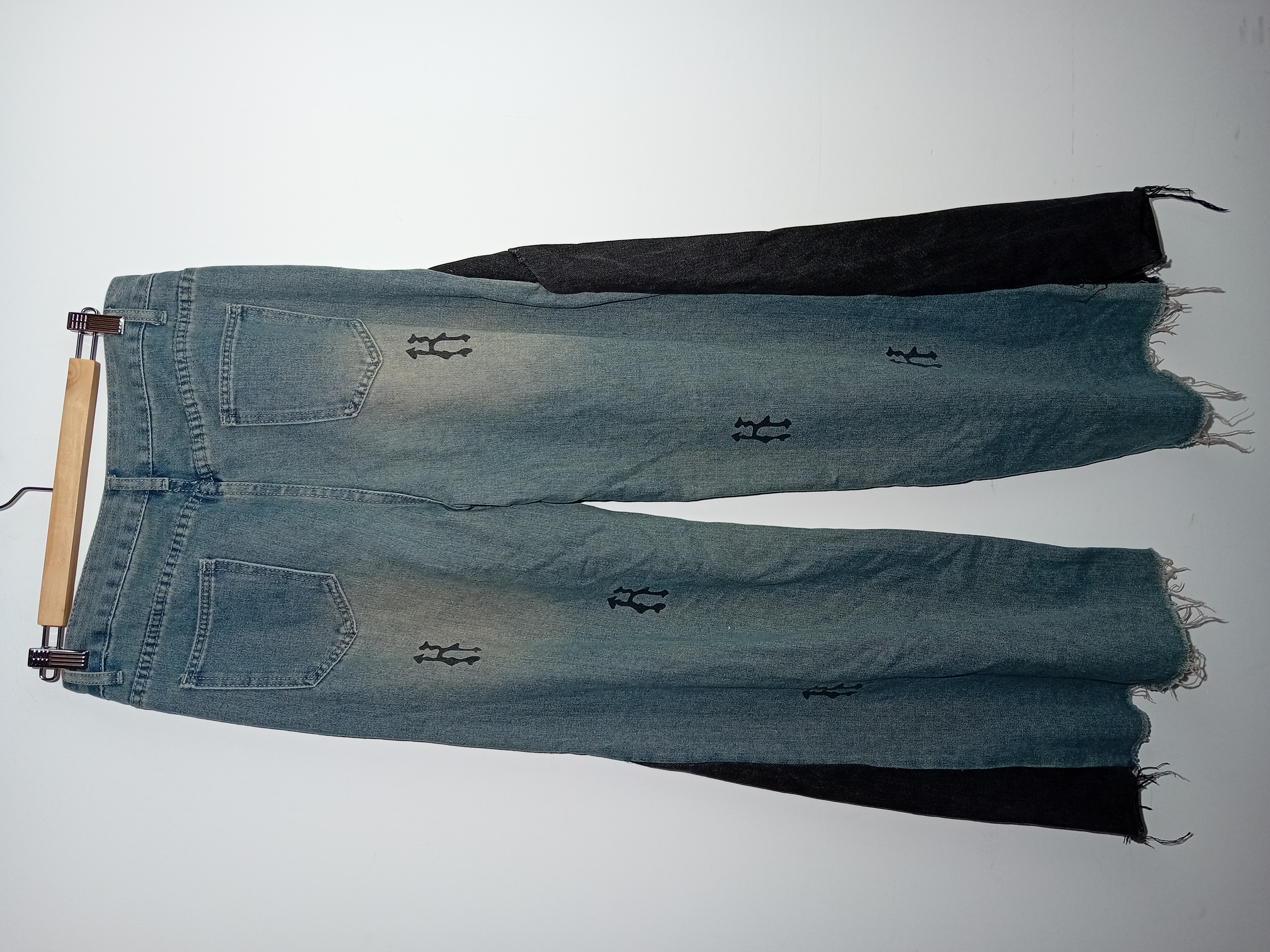 Jeans Large Bicolore Motifs Graphiques
