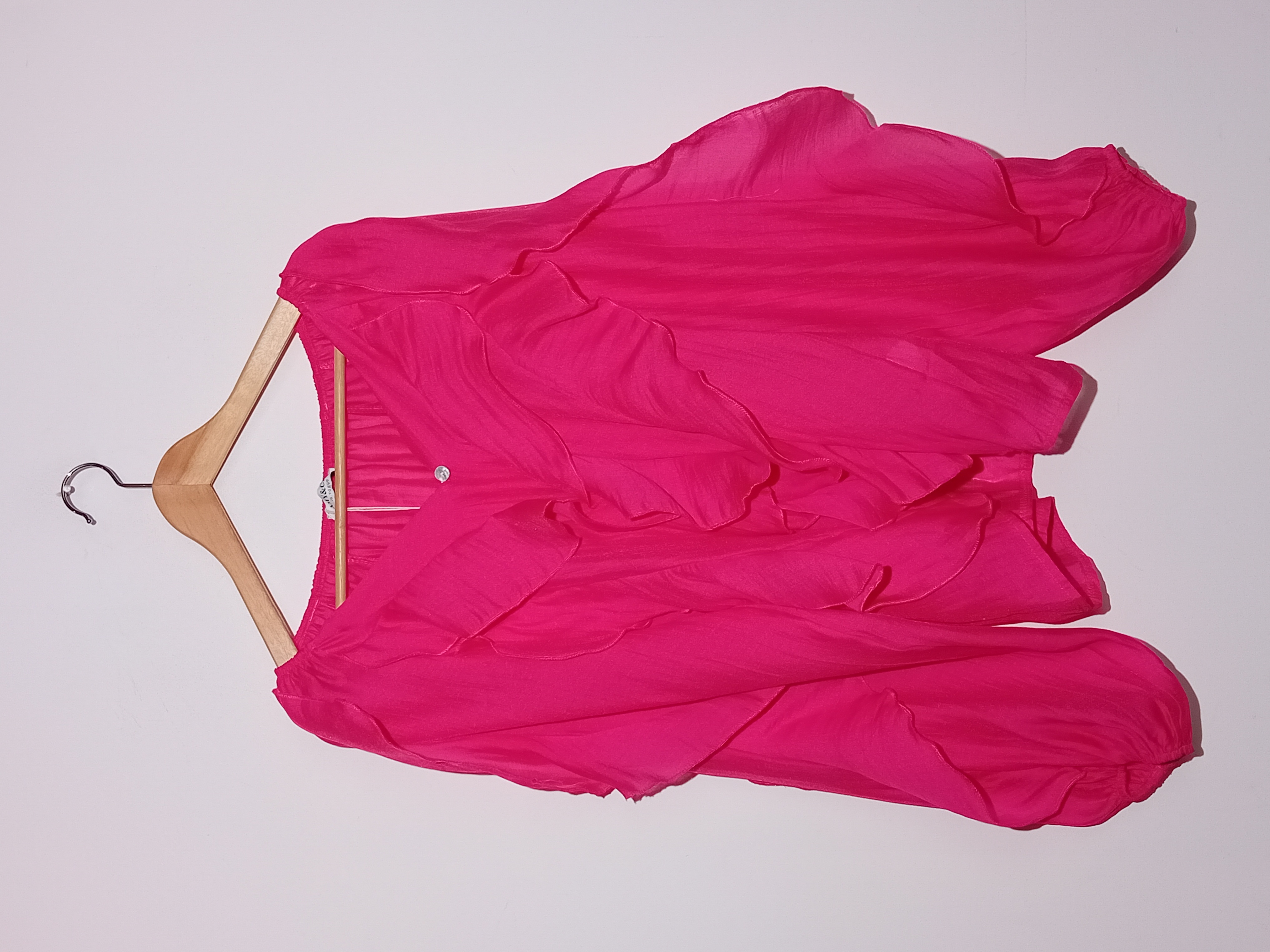 Blouse Fluide À Volants Rose Fuchsia Amy & Clo