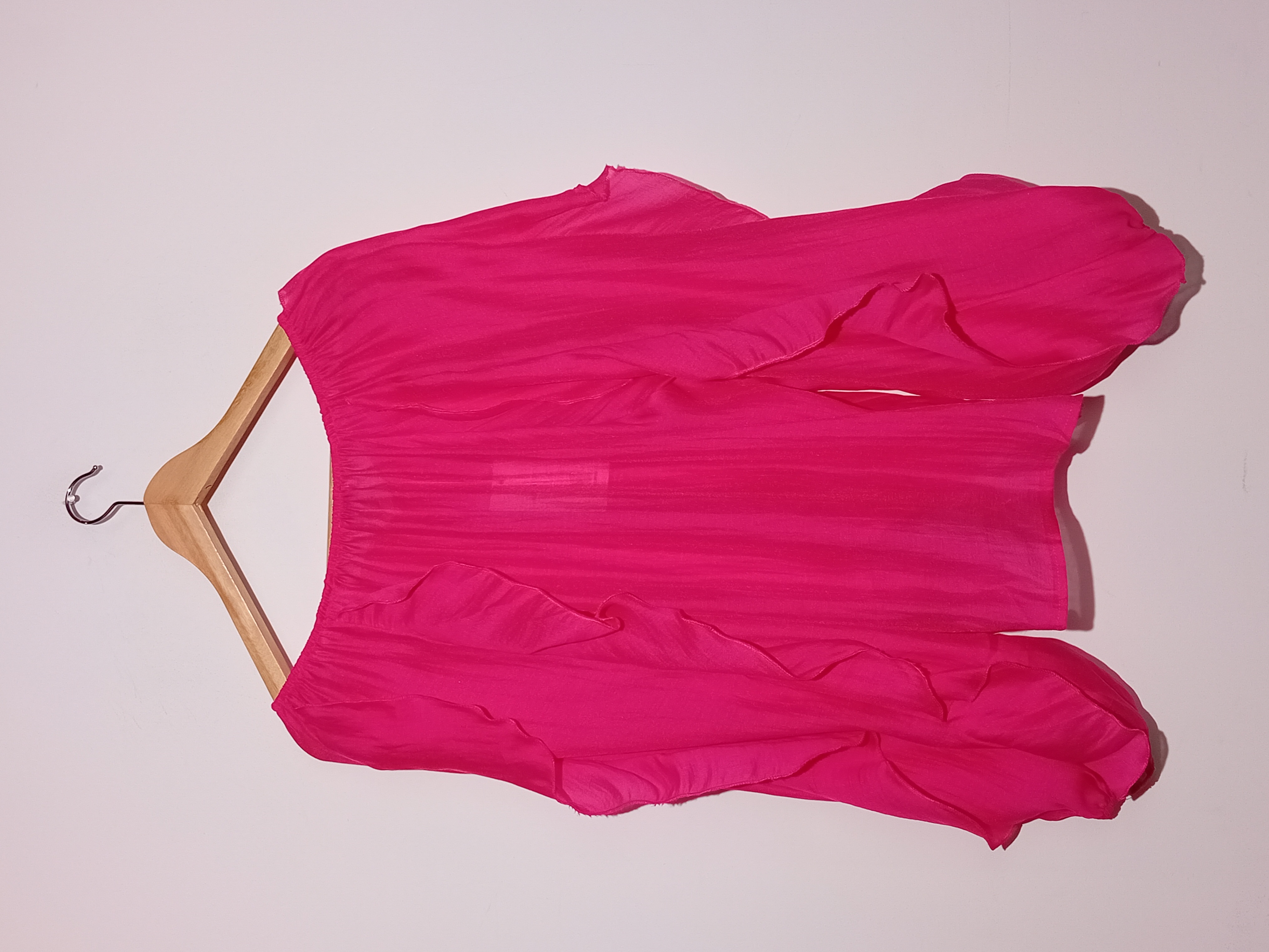 Blouse Fluide À Volants Rose Fuchsia Amy & Clo