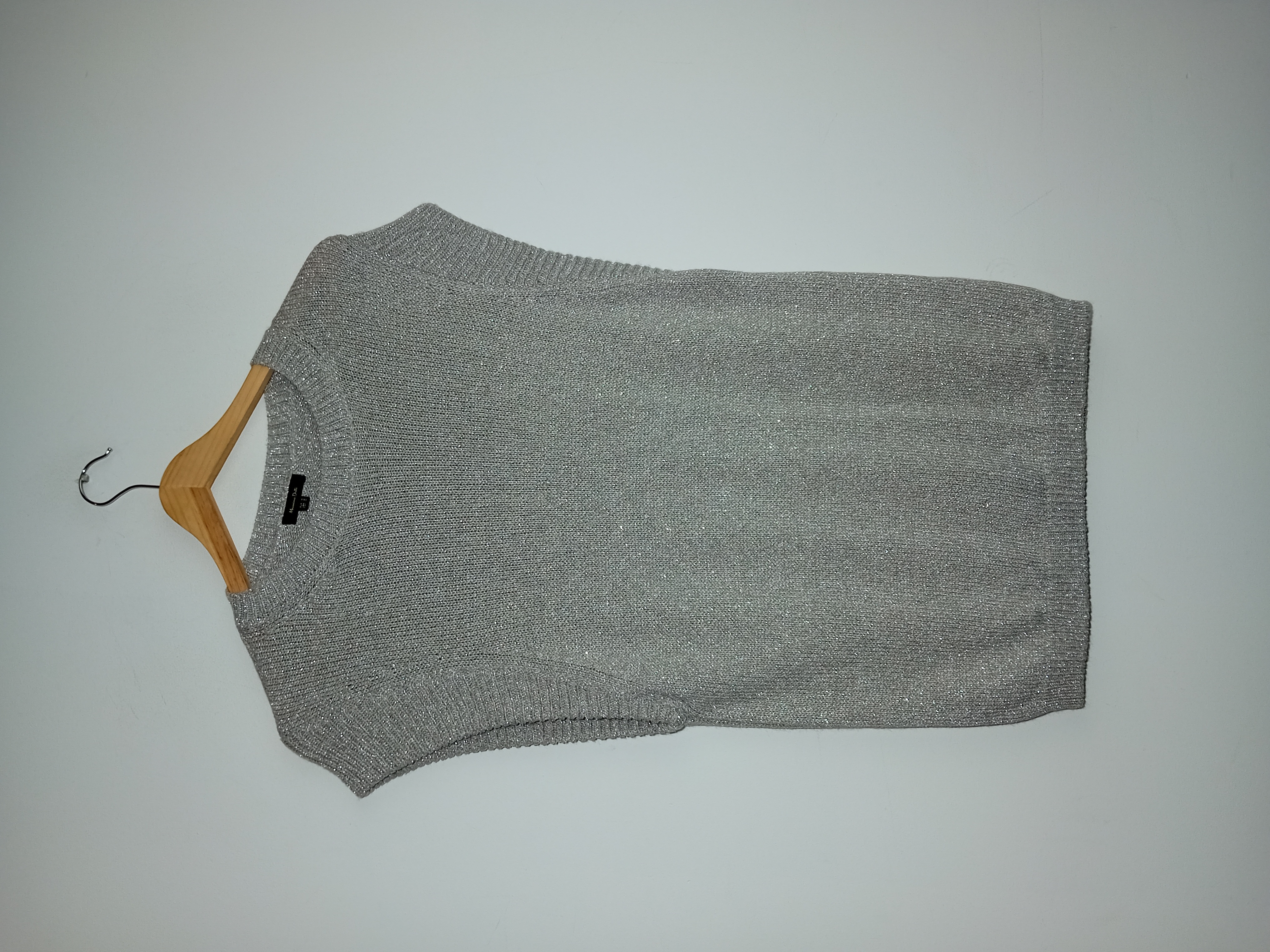 Top Maille Sans Manches Argenté Massimo Dutti