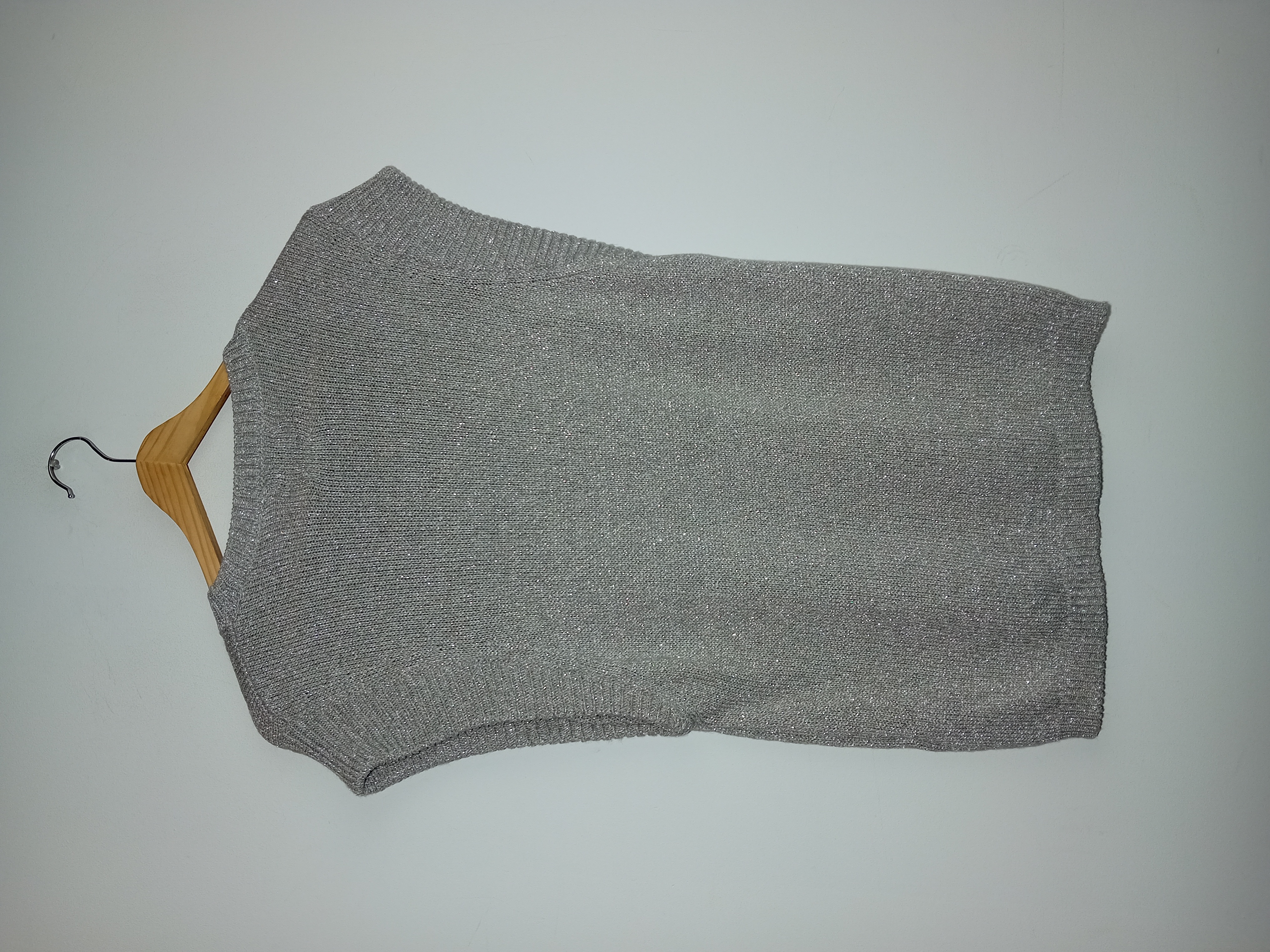 Top Maille Sans Manches Argenté Massimo Dutti