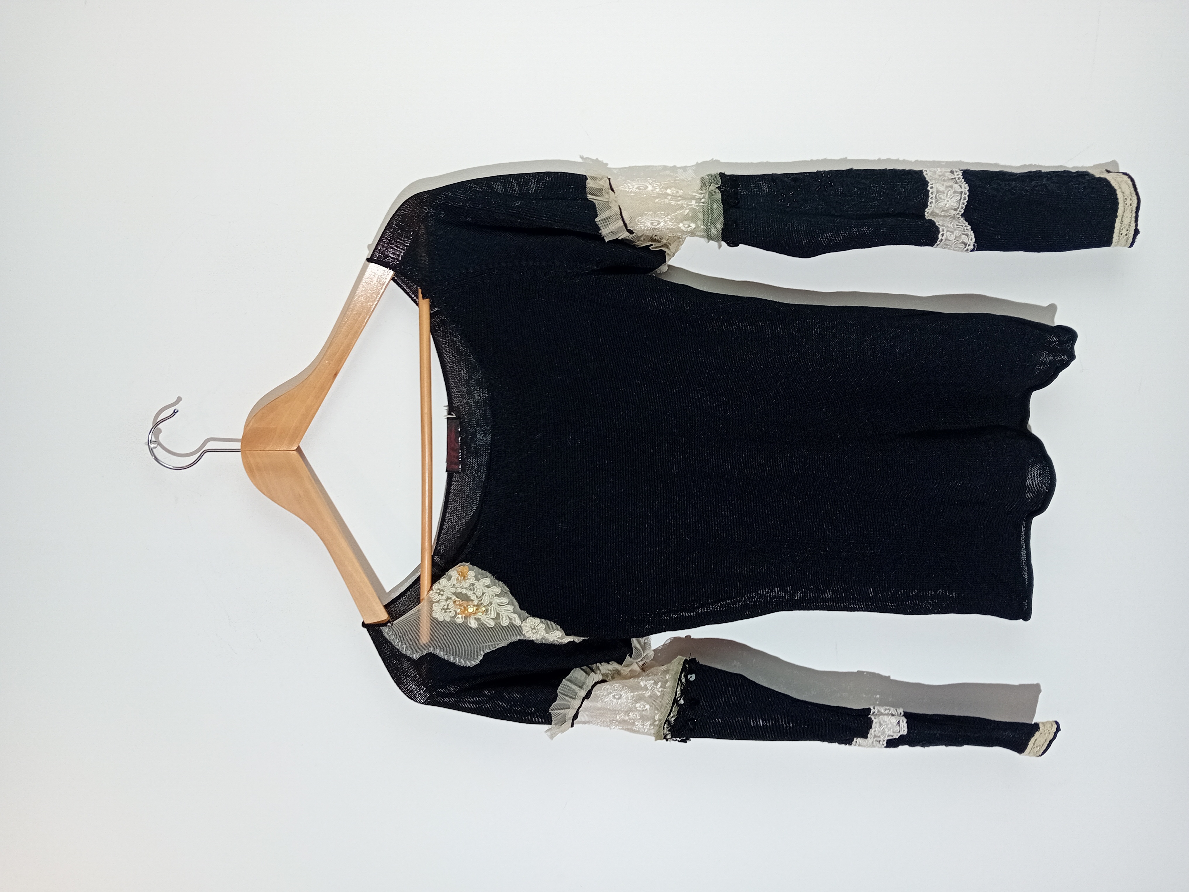 Top en maille noire avec dentelle Jeff Gallano