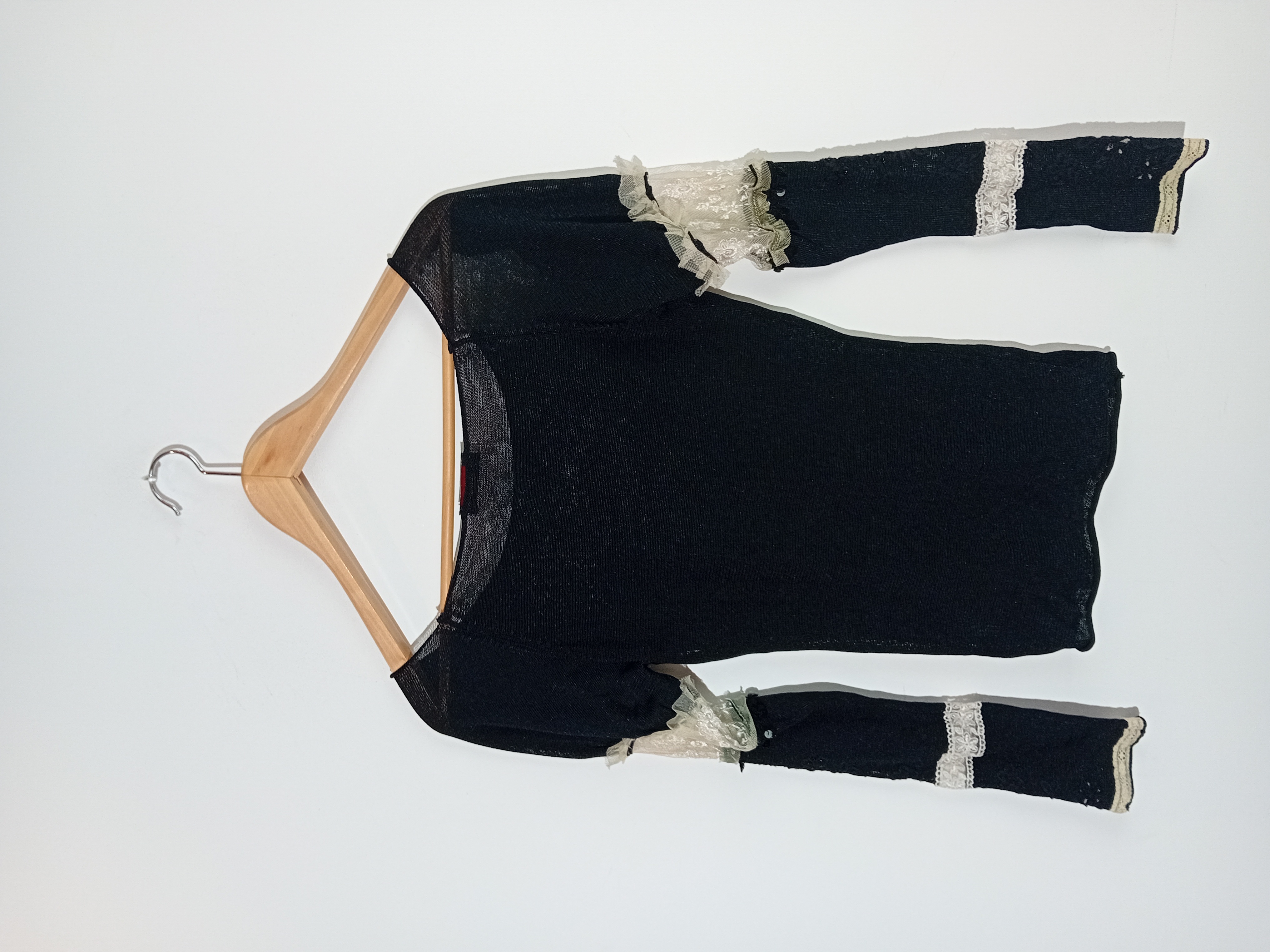 Top en maille noire avec dentelle Jeff Gallano