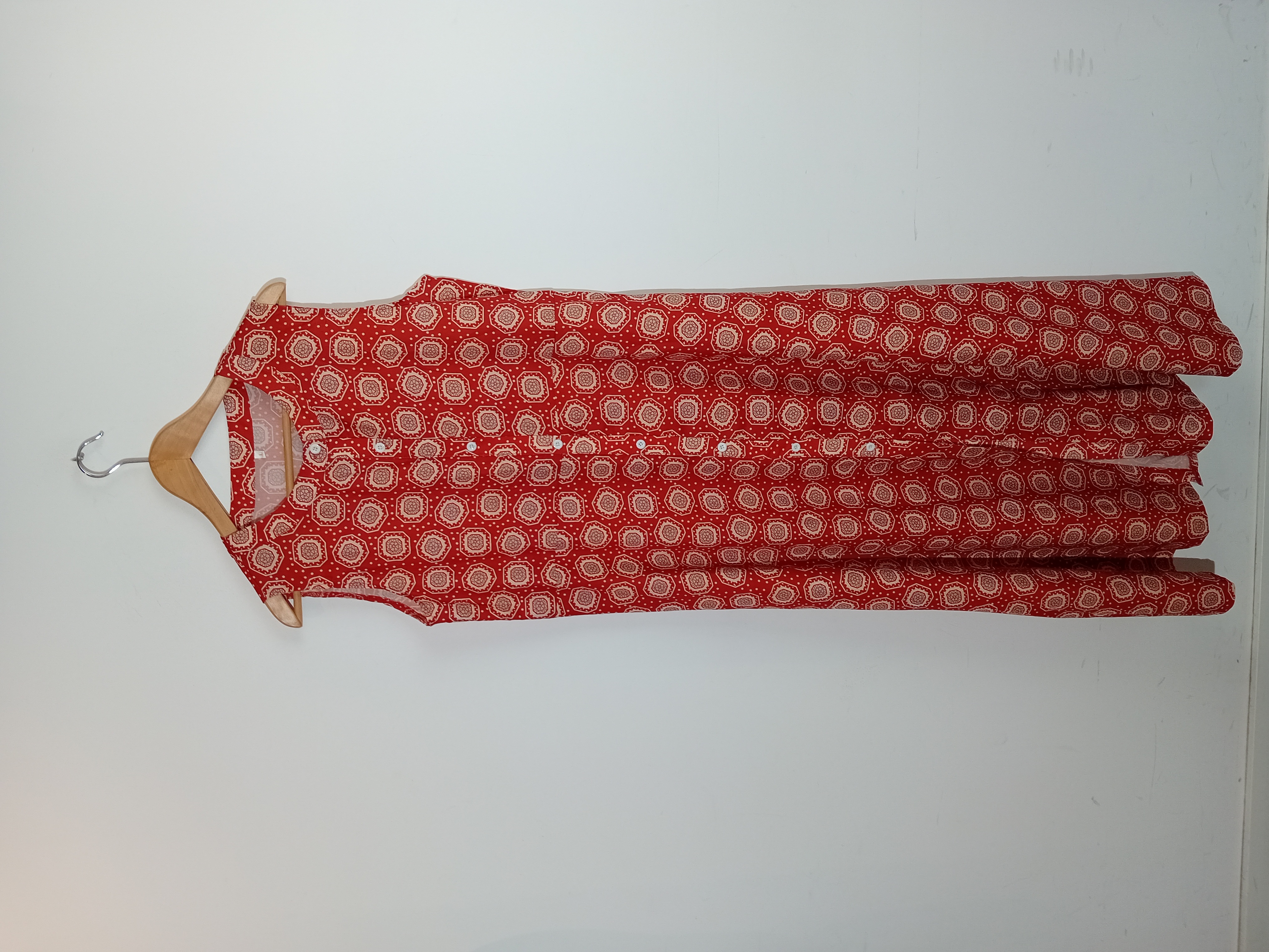 Robe Longue Rouge Motifs Géométriques