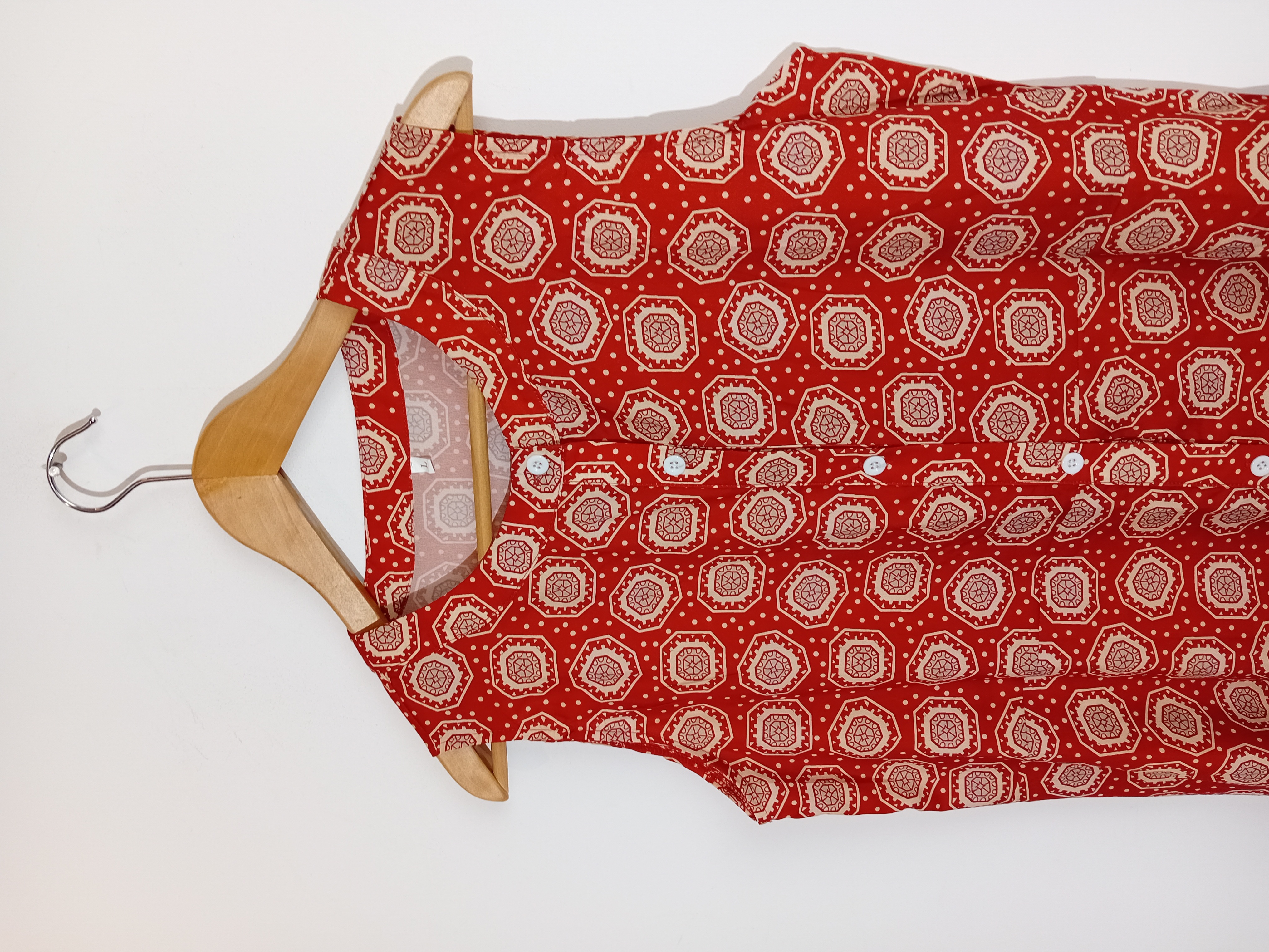 Robe Longue Rouge Motifs Géométriques