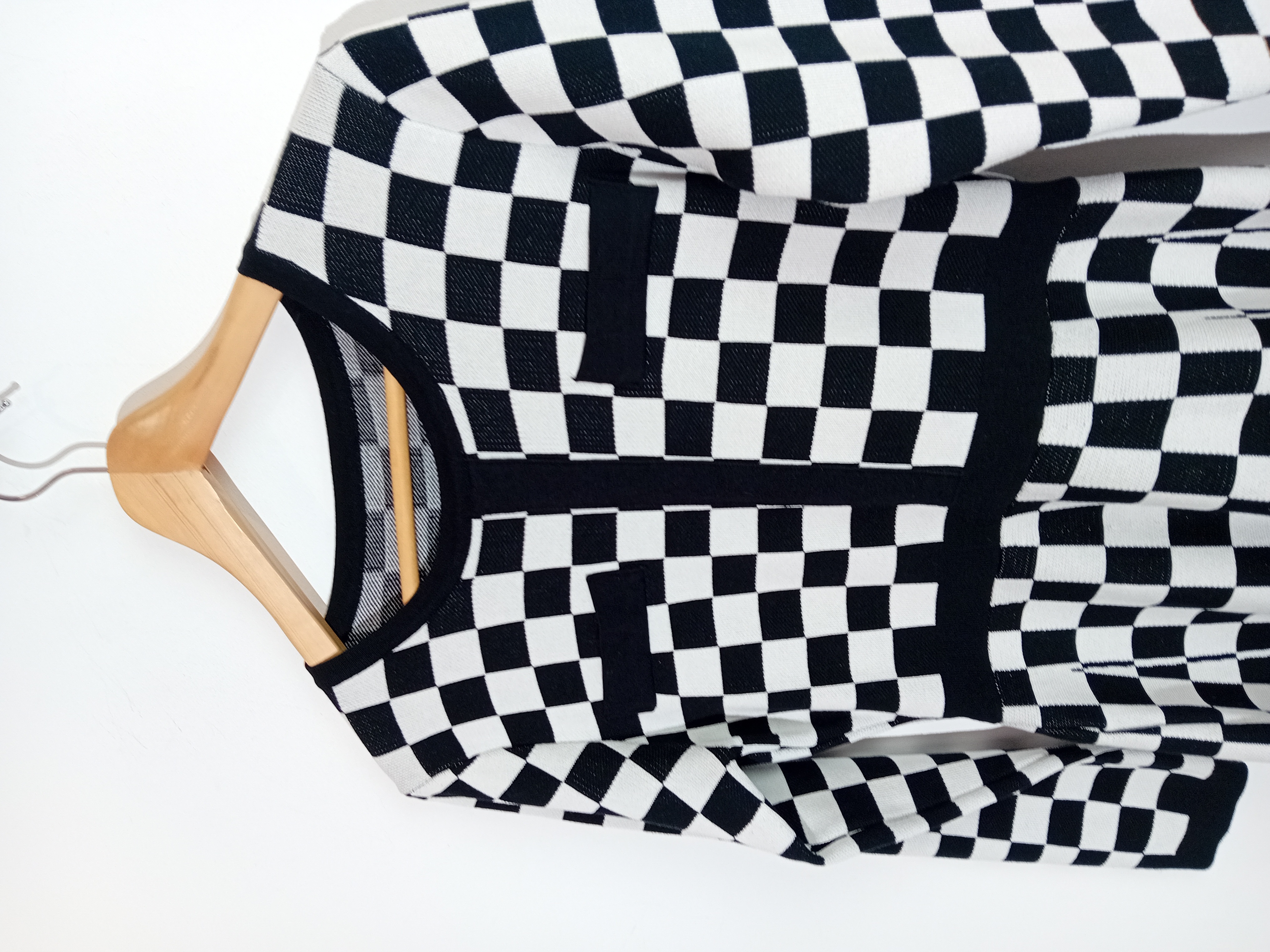 Robe patineuse à damier noir et blanc