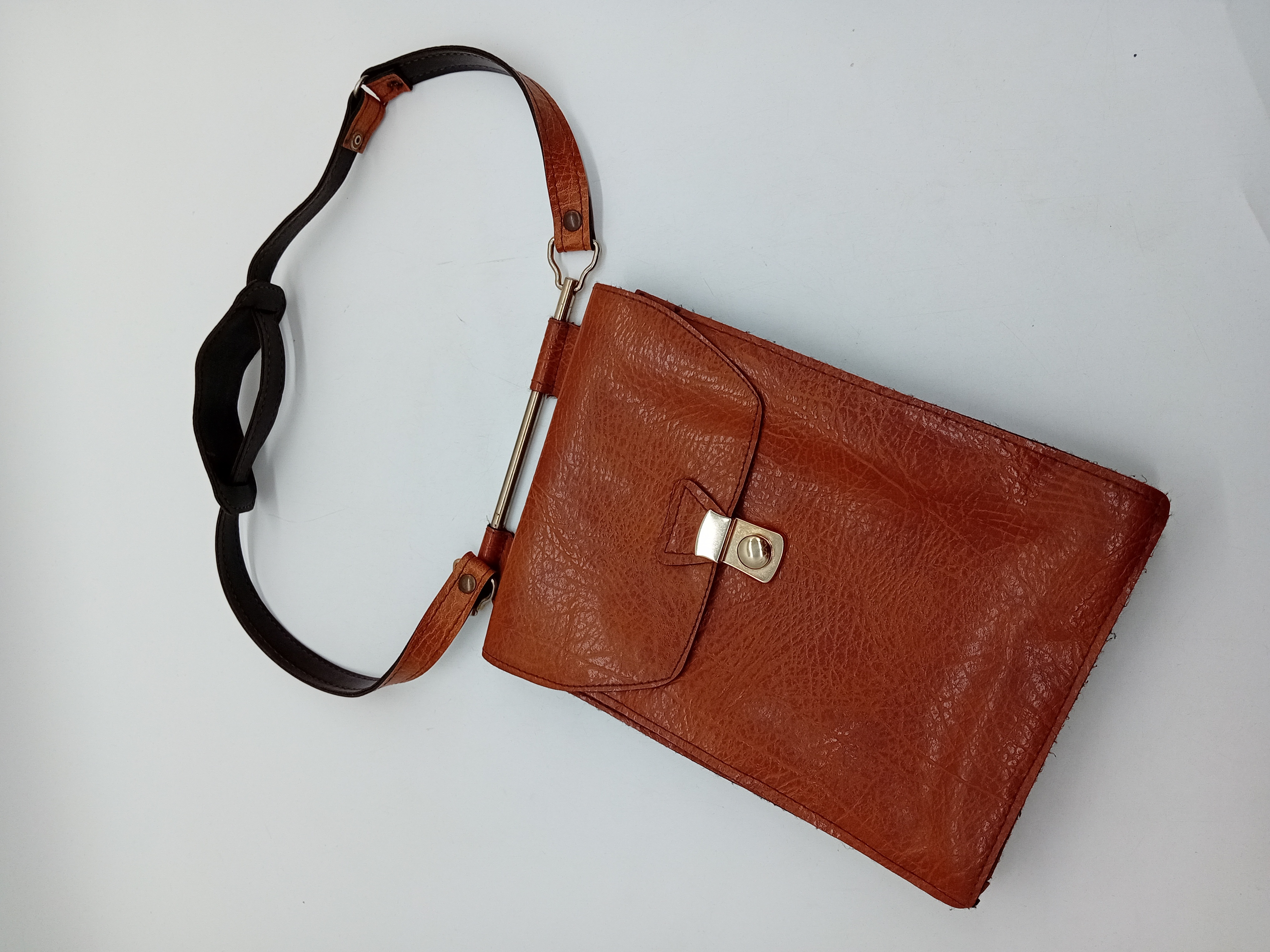 Sac À Main Bandoulière Vintage Cuir Cognac