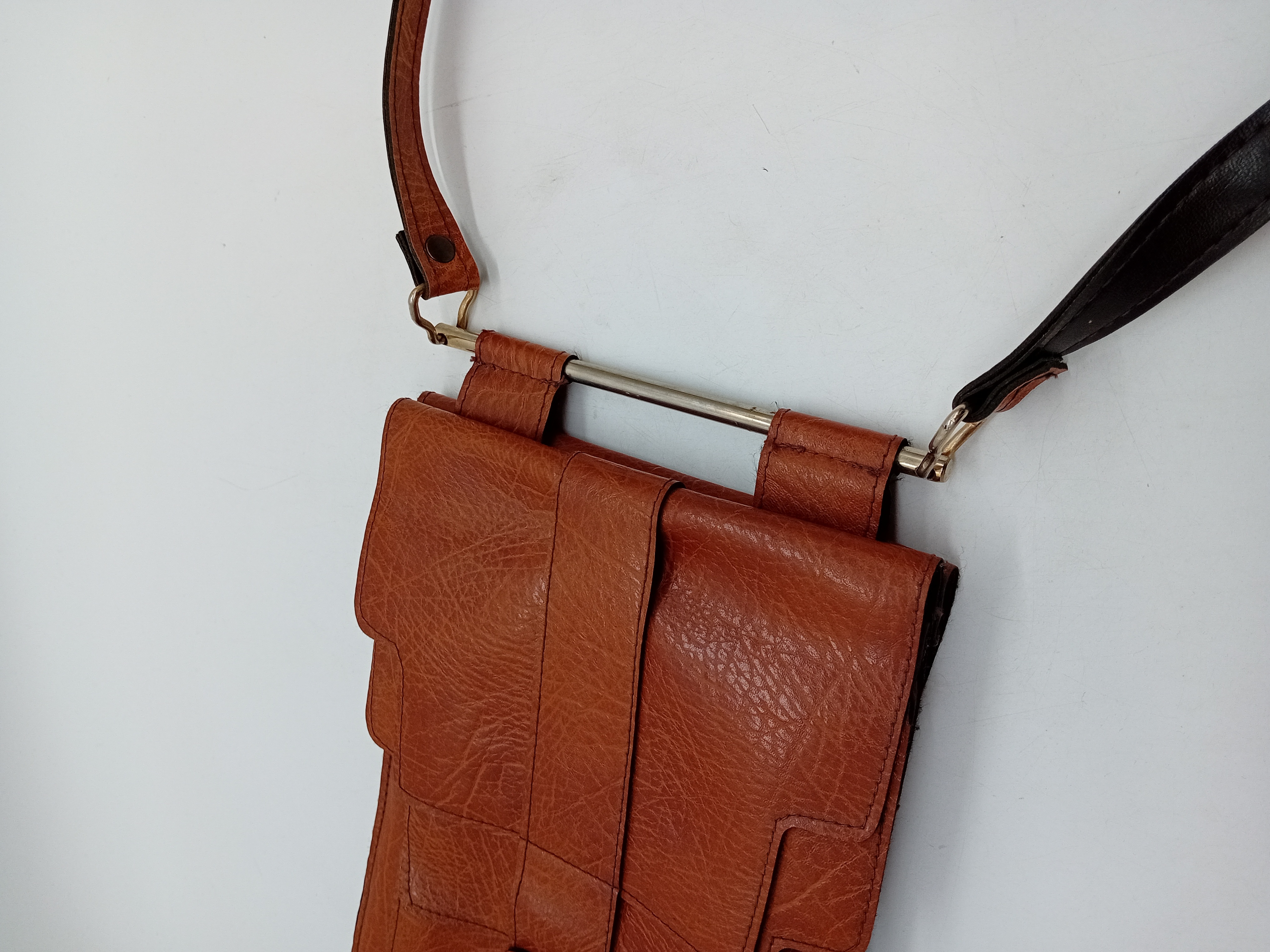 Sac À Main Bandoulière Vintage Cuir Cognac