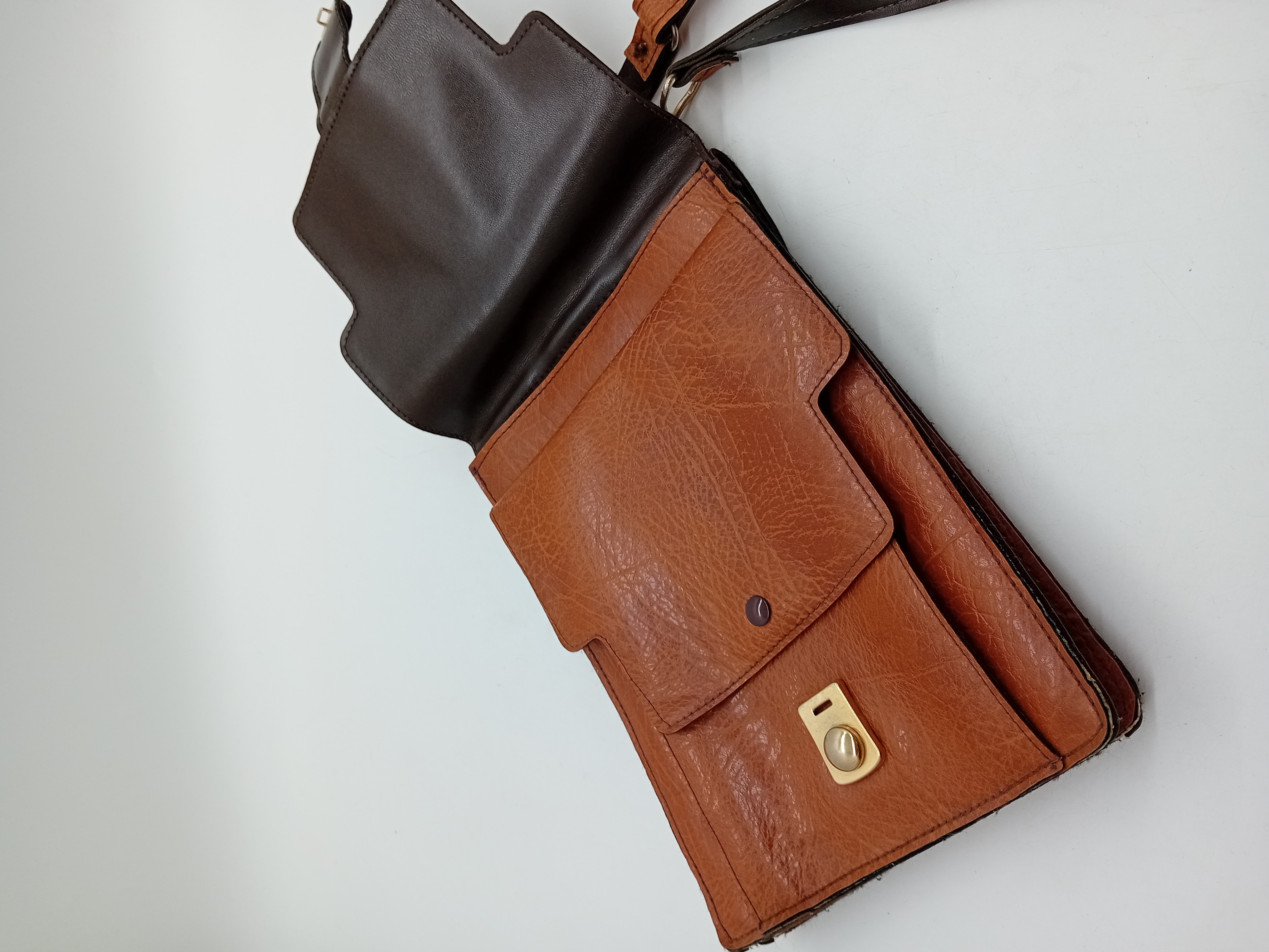 Sac À Main Bandoulière Vintage Cuir Cognac