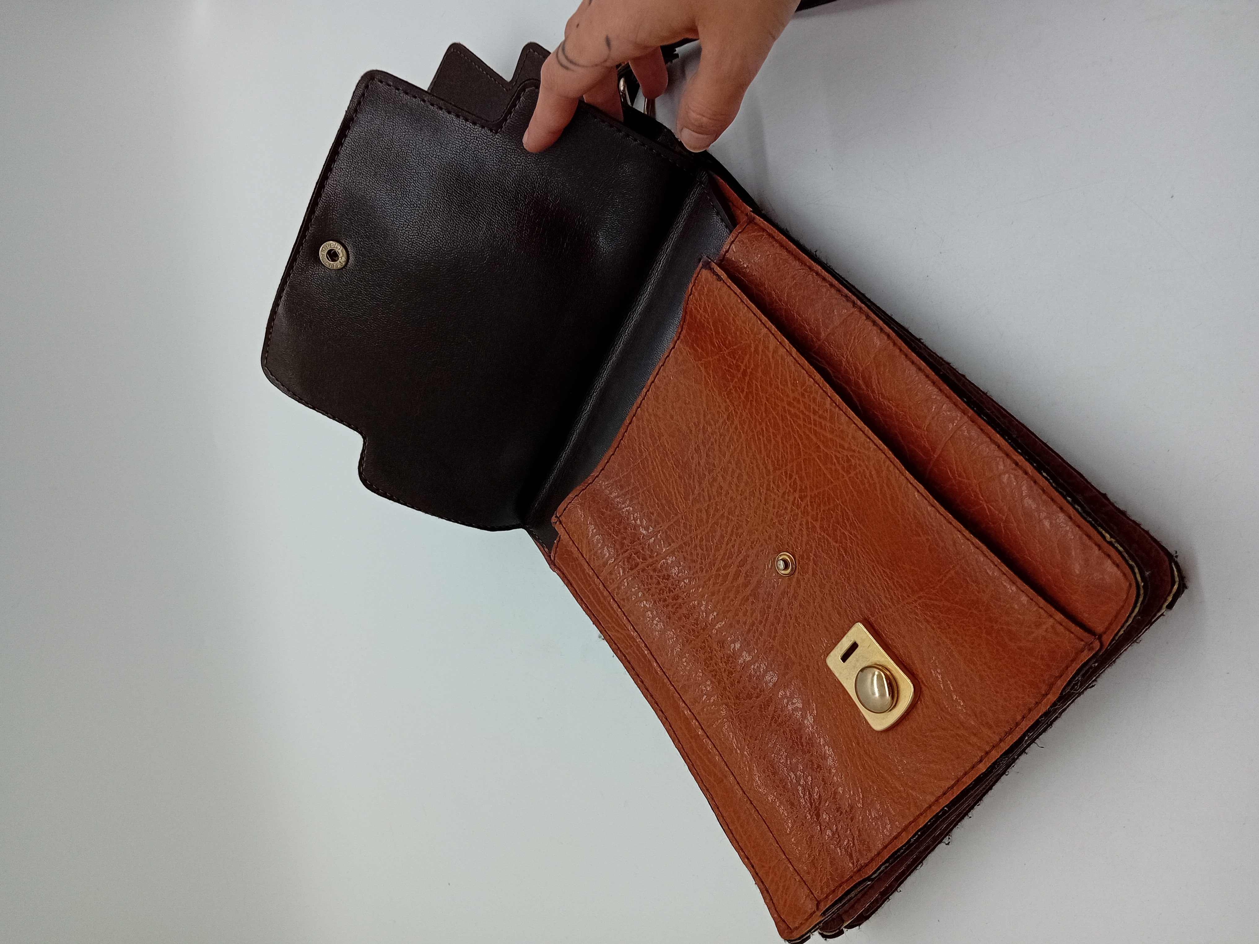 Sac À Main Bandoulière Vintage Cuir Cognac