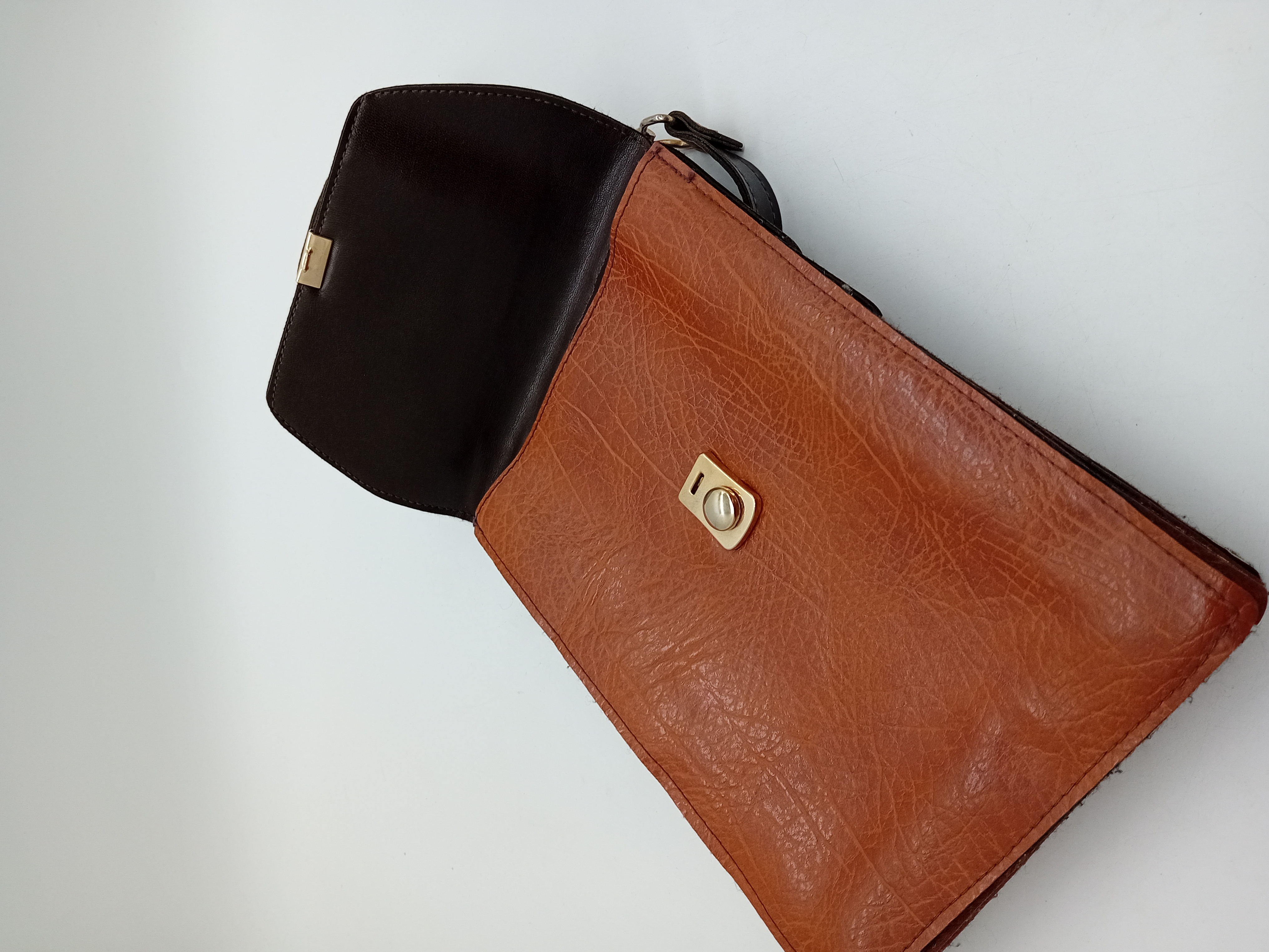 Sac À Main Bandoulière Vintage Cuir Cognac
