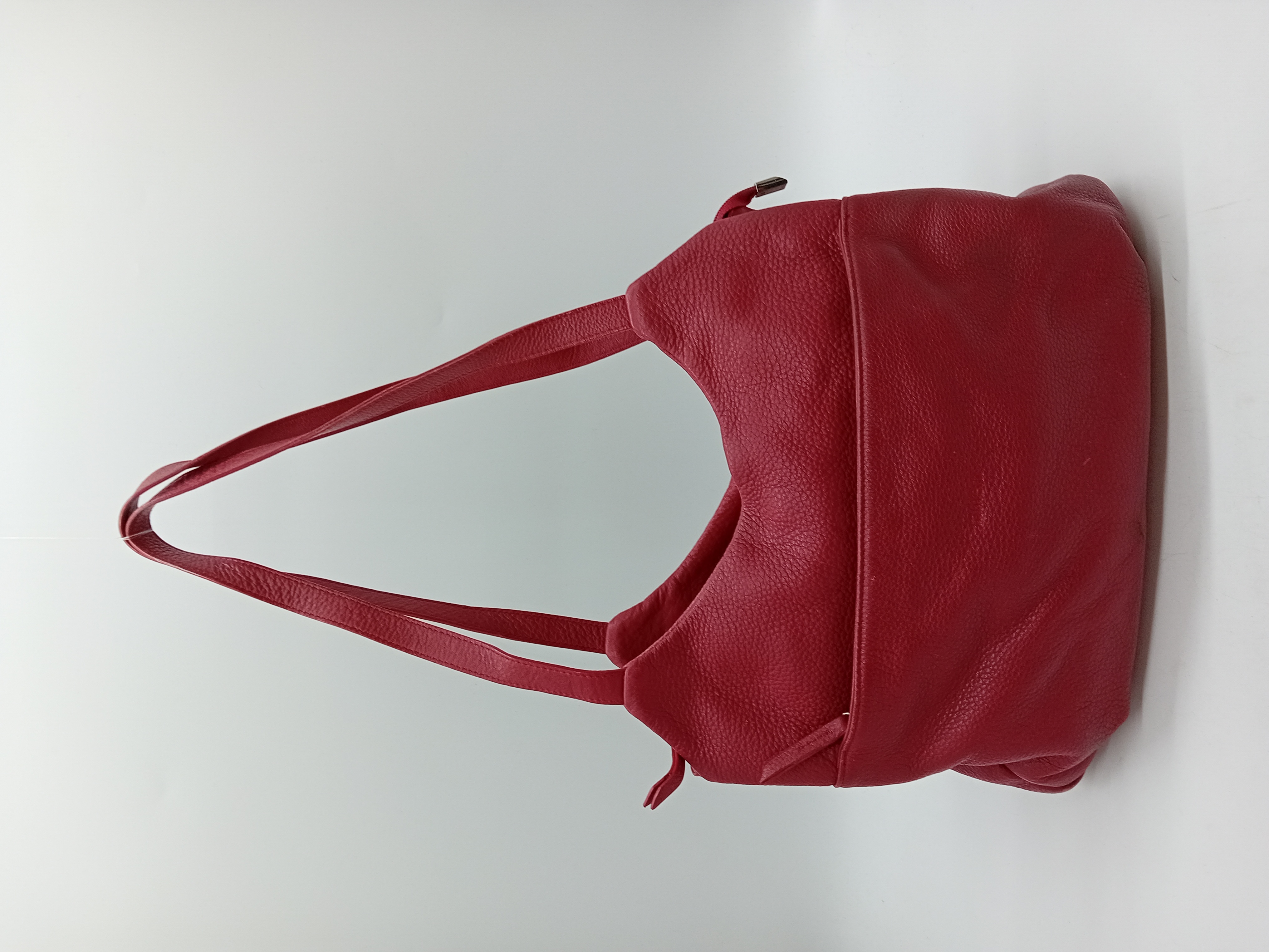 Sac A Main Hobo Rouge En Cuir Grainé Minelli