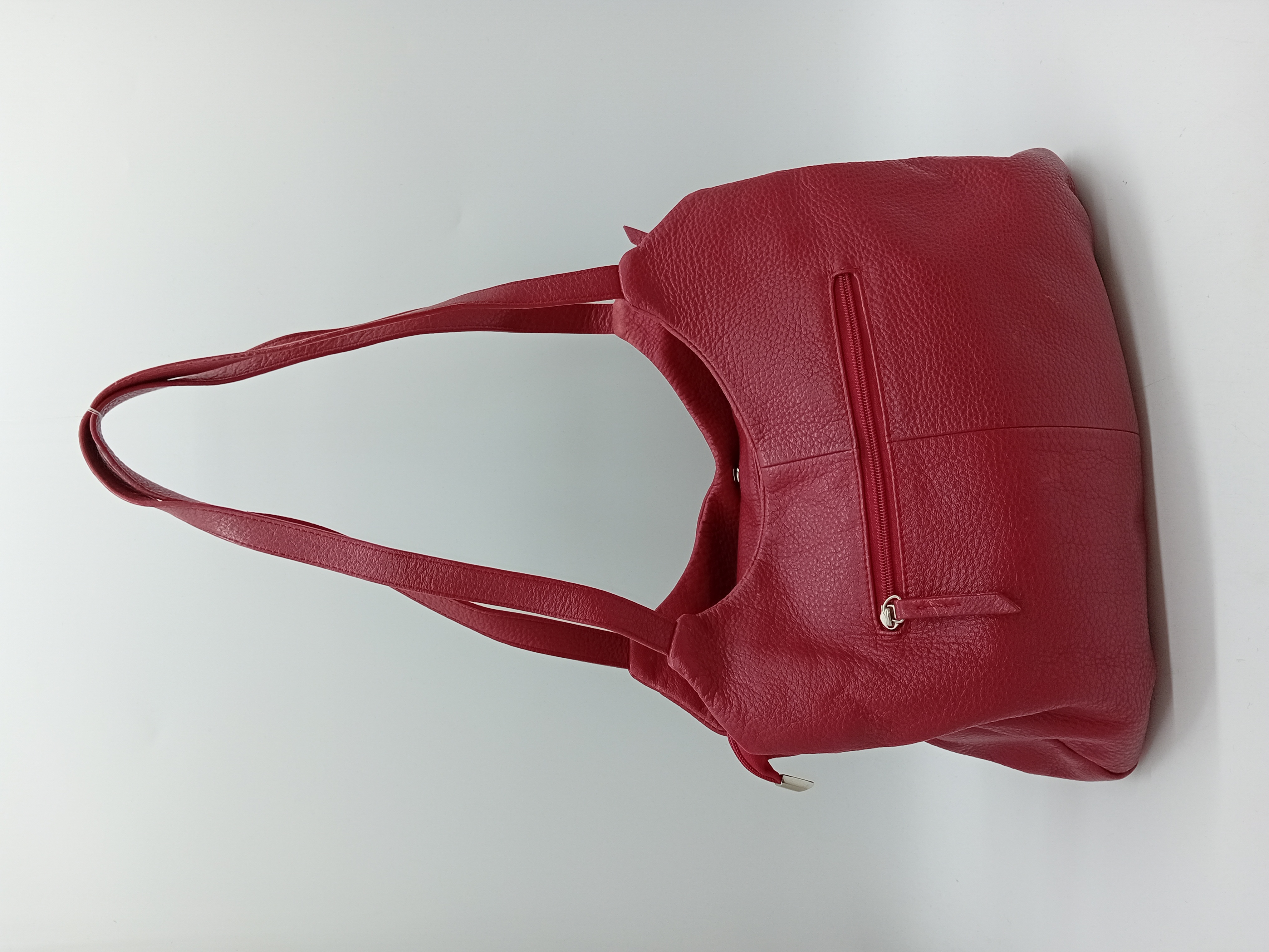 Sac A Main Hobo Rouge En Cuir Grainé Minelli