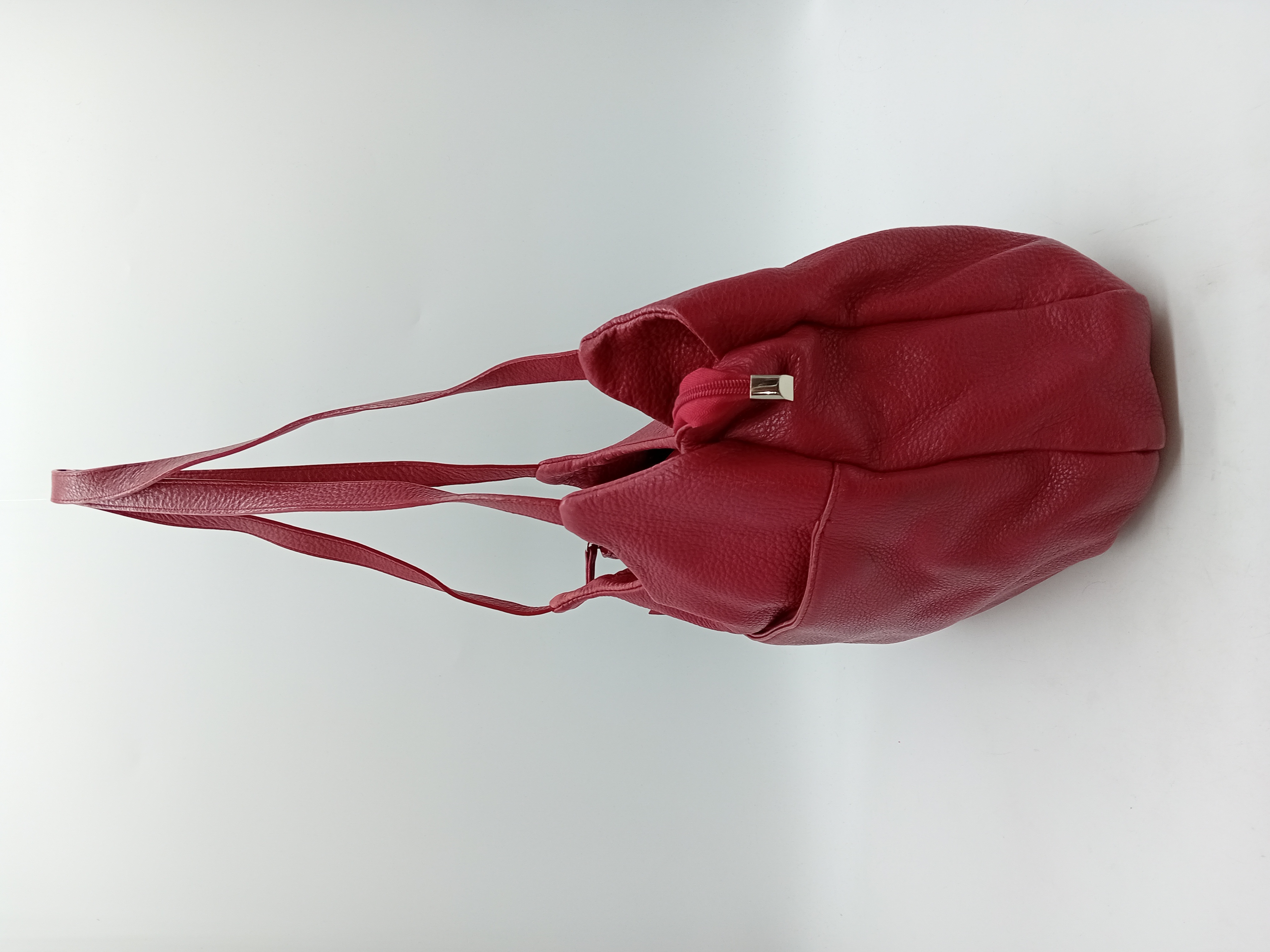 Sac A Main Hobo Rouge En Cuir Grainé Minelli