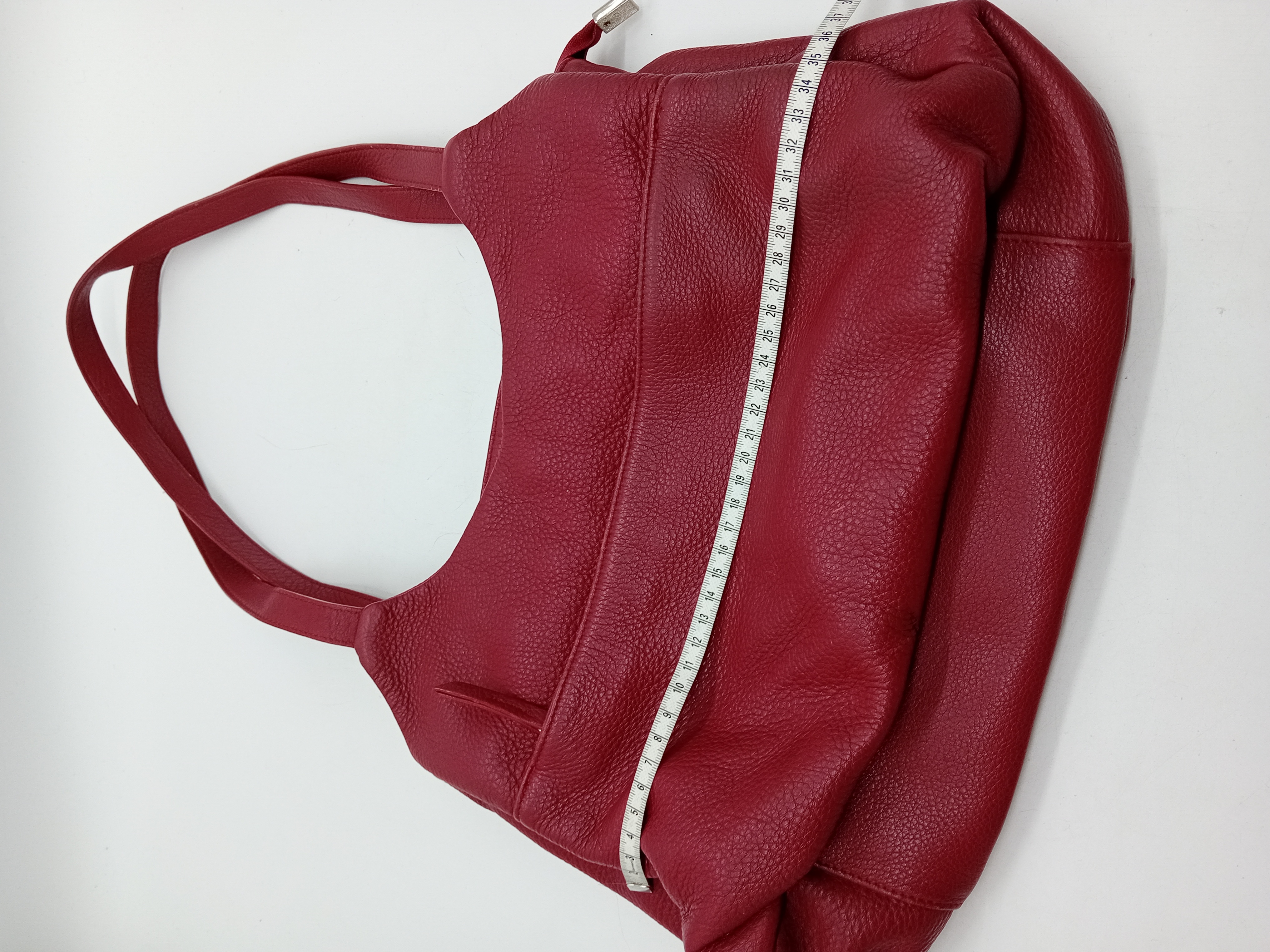 Sac A Main Hobo Rouge En Cuir Grainé Minelli