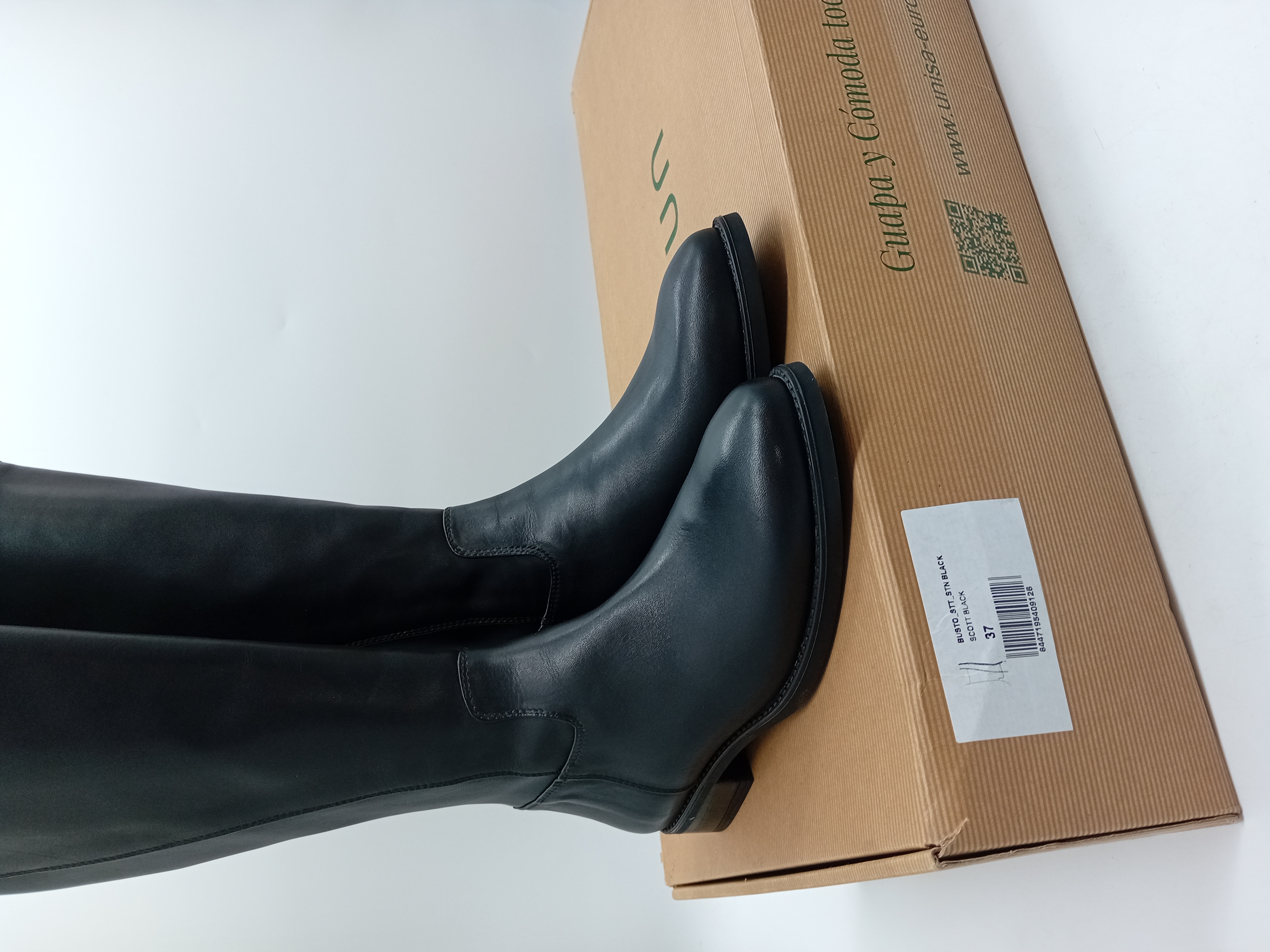 Bottes Hautes En Cuir Noir Unisa 37