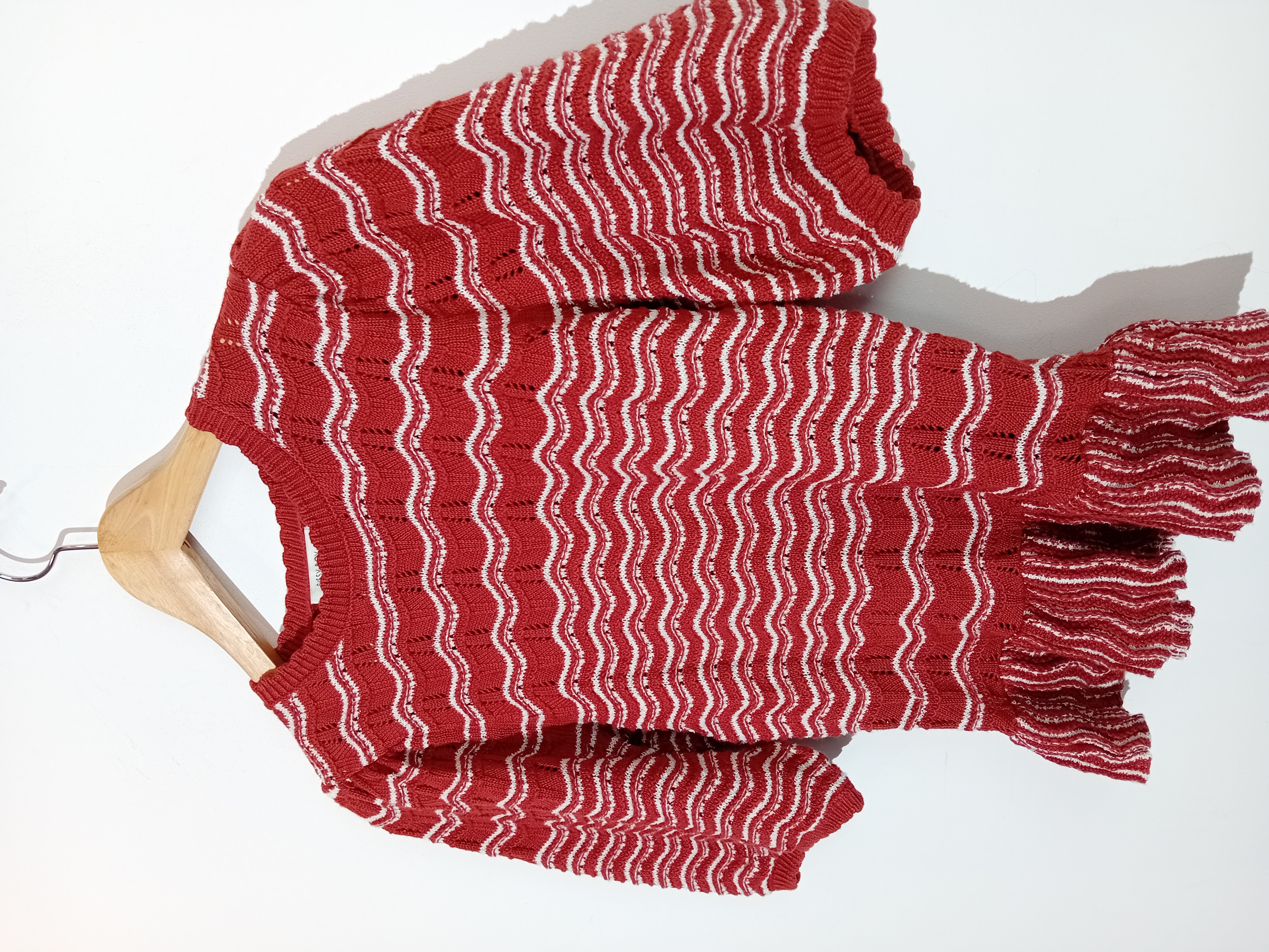 Pull Maille Rayé Rouge Blanc Sissy-boy Xs