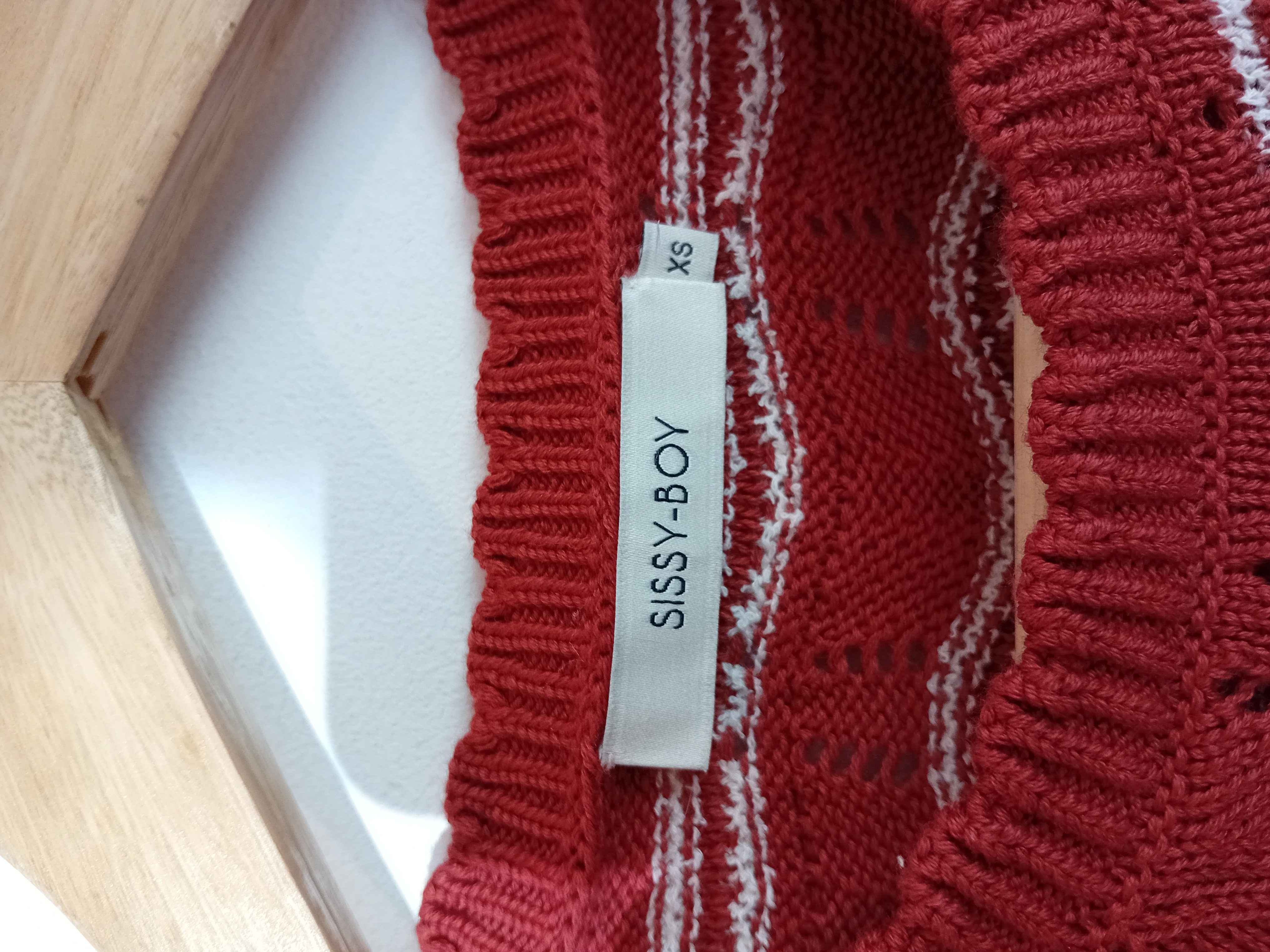 Pull Maille Rayé Rouge Blanc Sissy-boy Xs