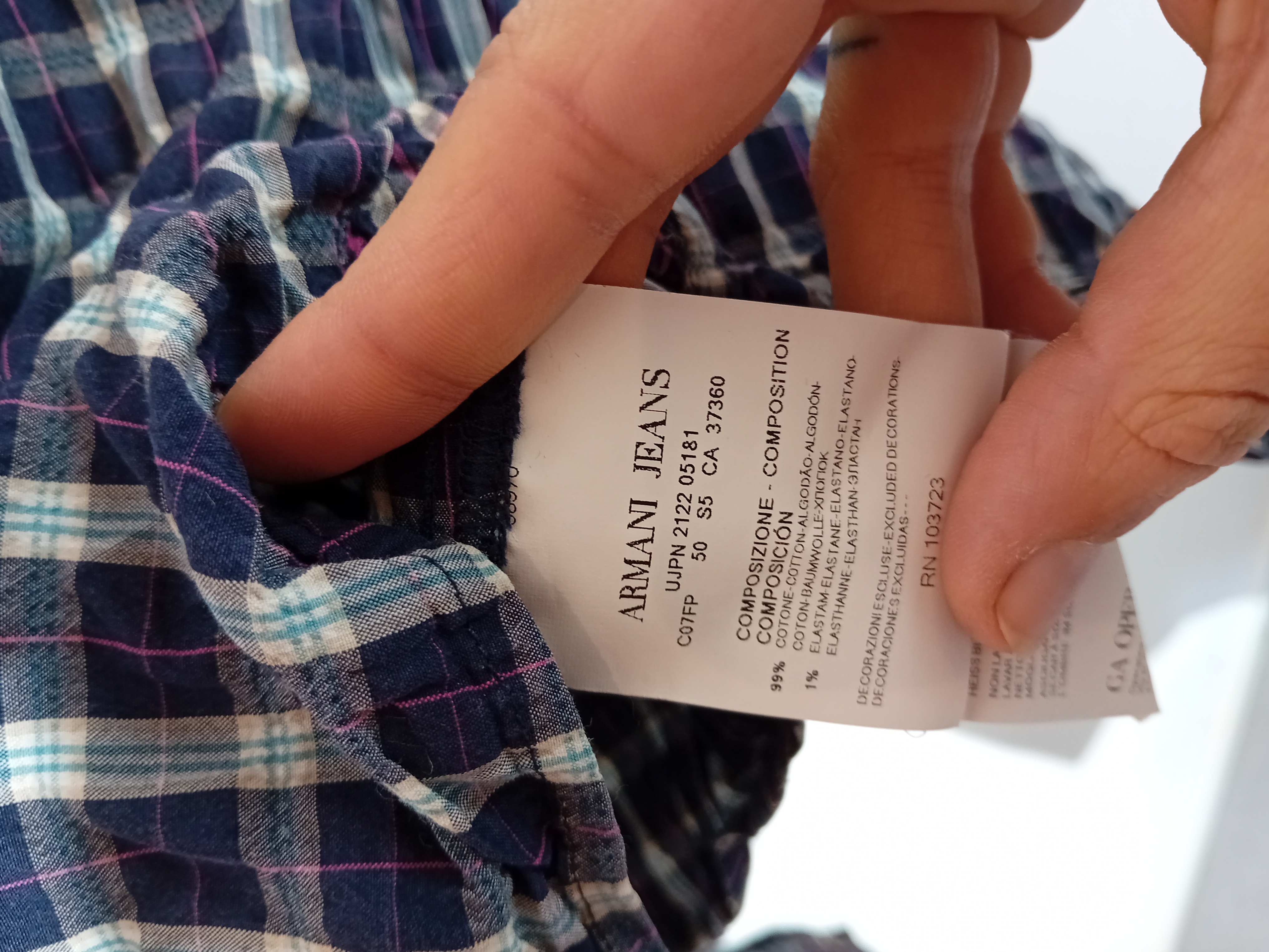 Chemise Carreaux Armani Jeans