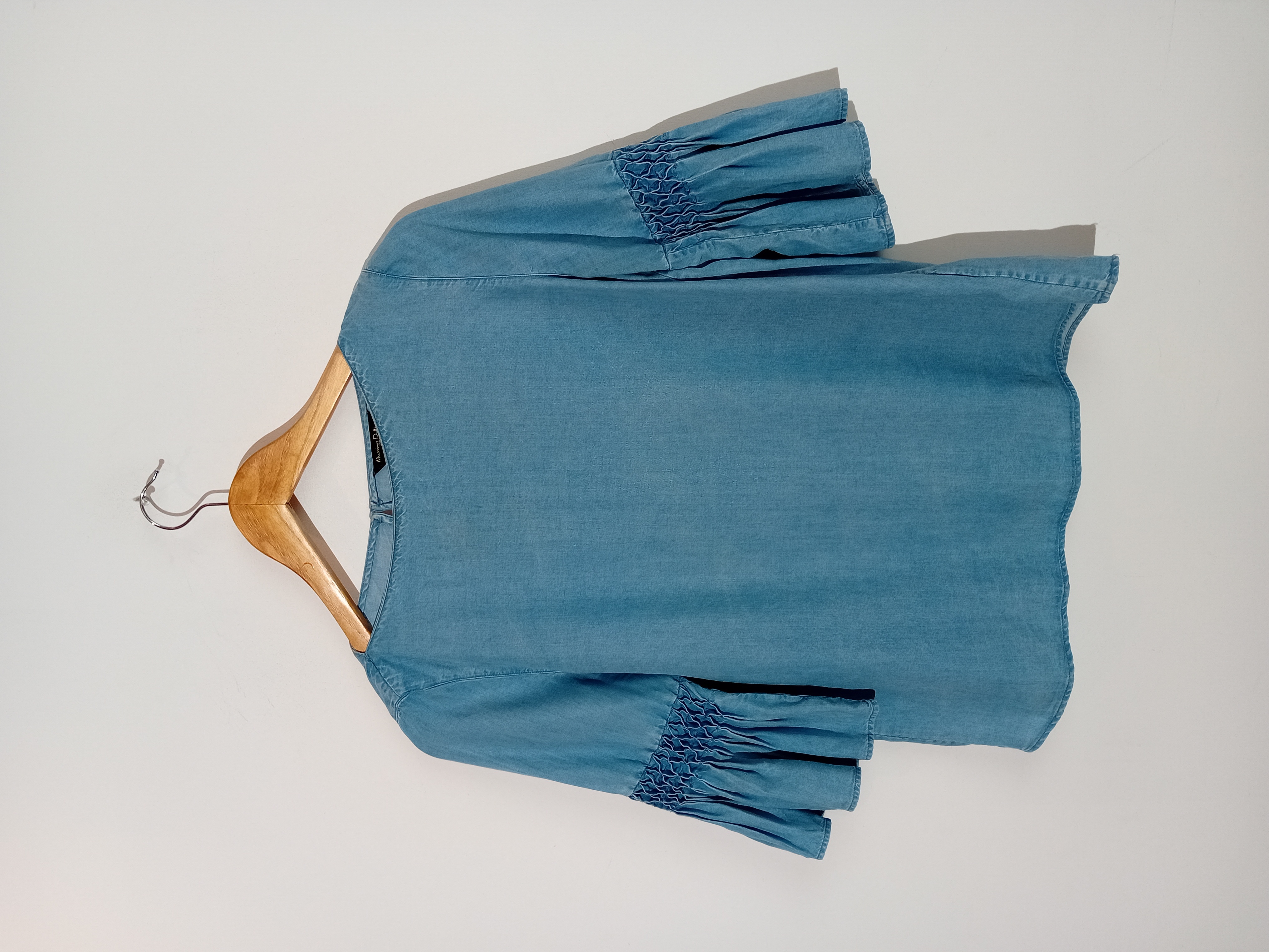 Blouse En Lyocell Bleu Massimo Dutti