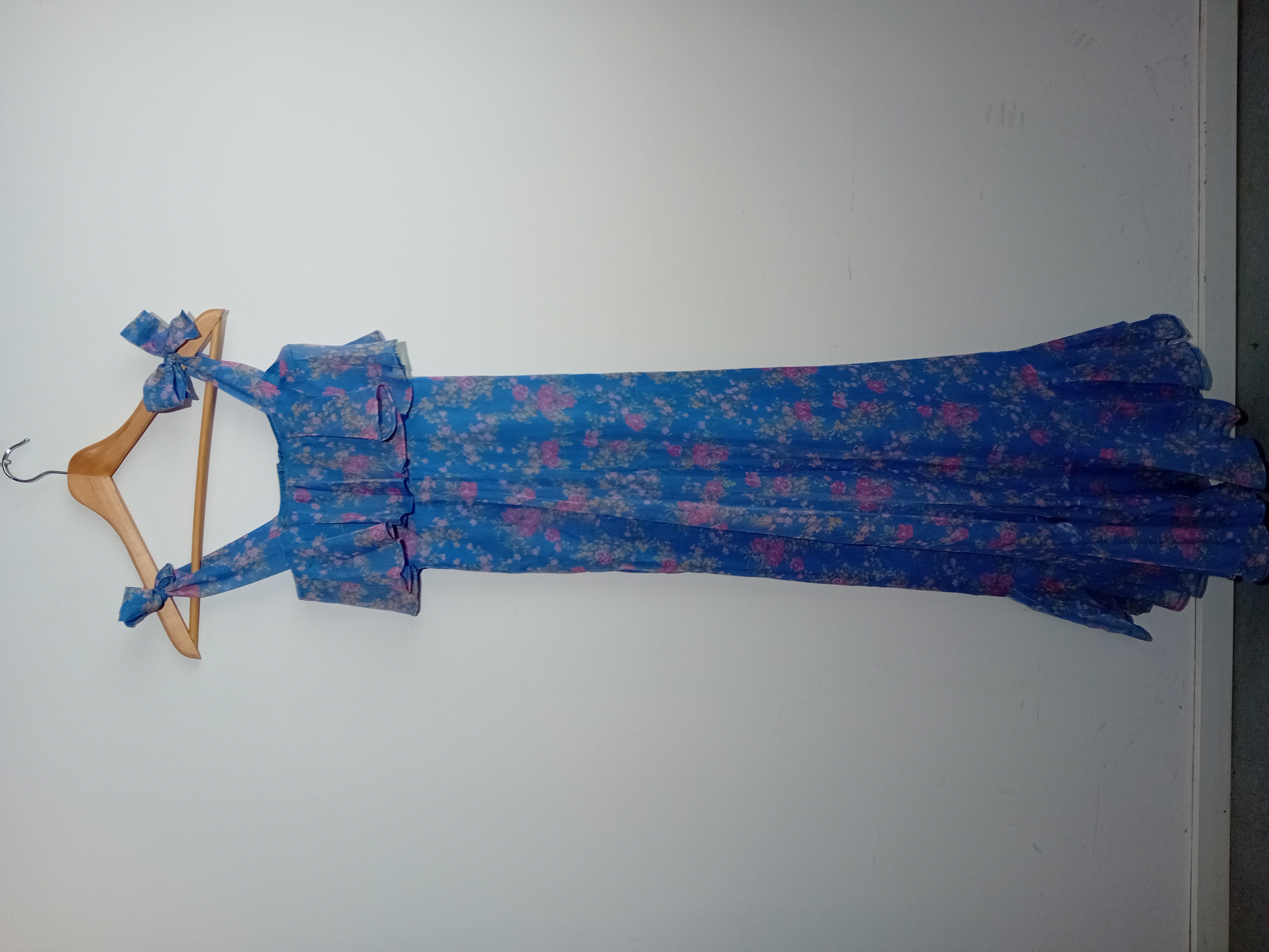 Robe Longue Vintage Fleurie Bleue