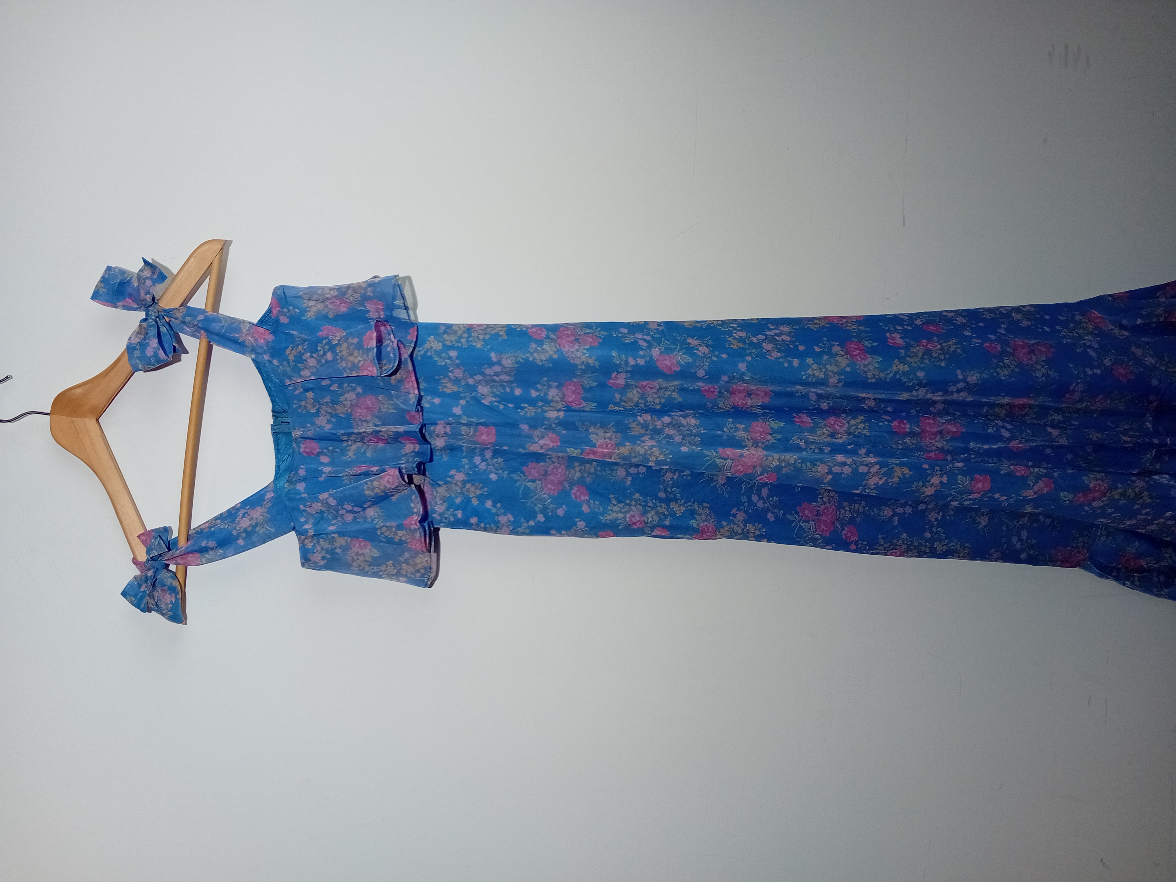 Robe Longue Vintage Fleurie Bleue