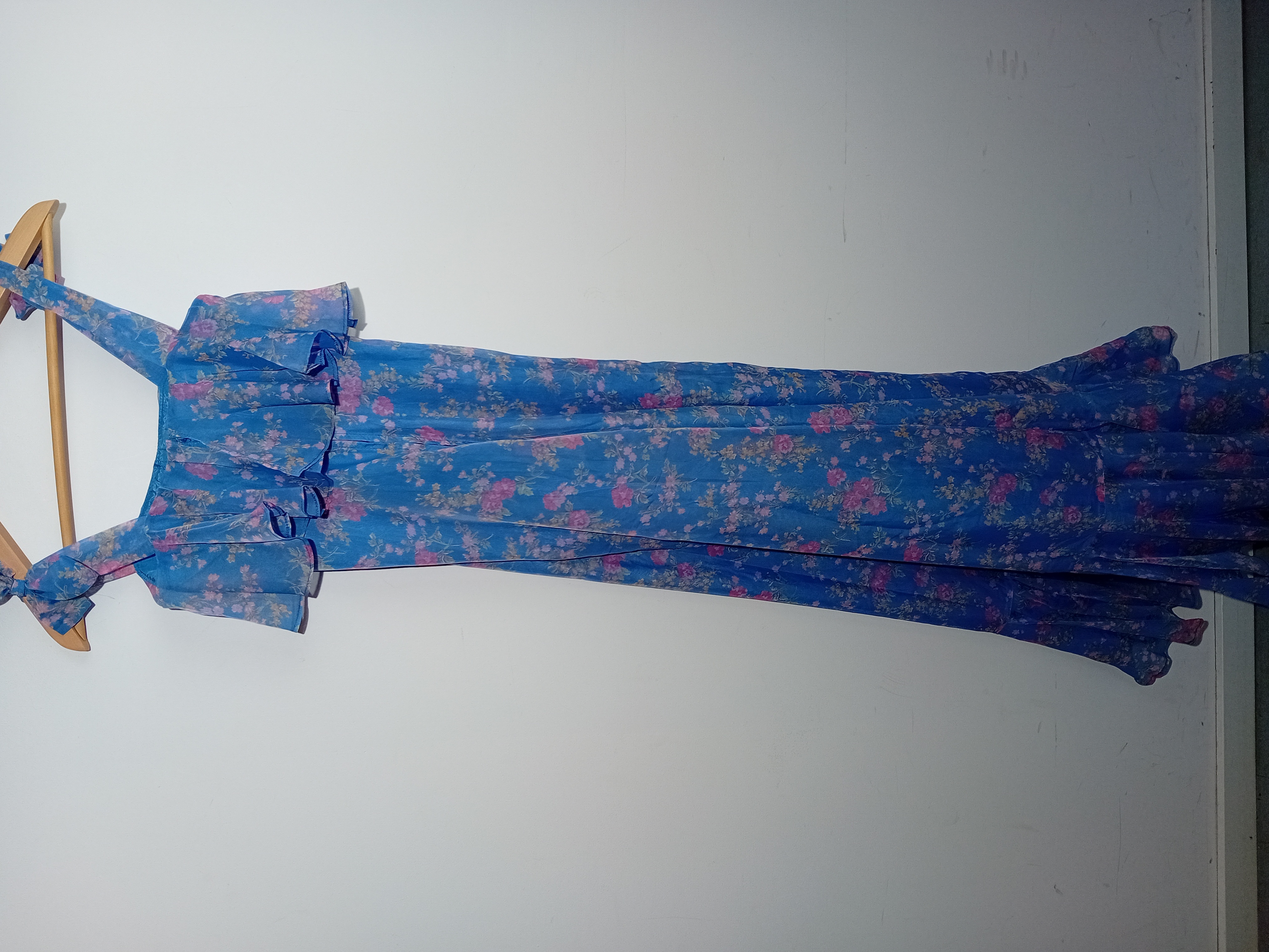 Robe Longue Vintage Fleurie Bleue