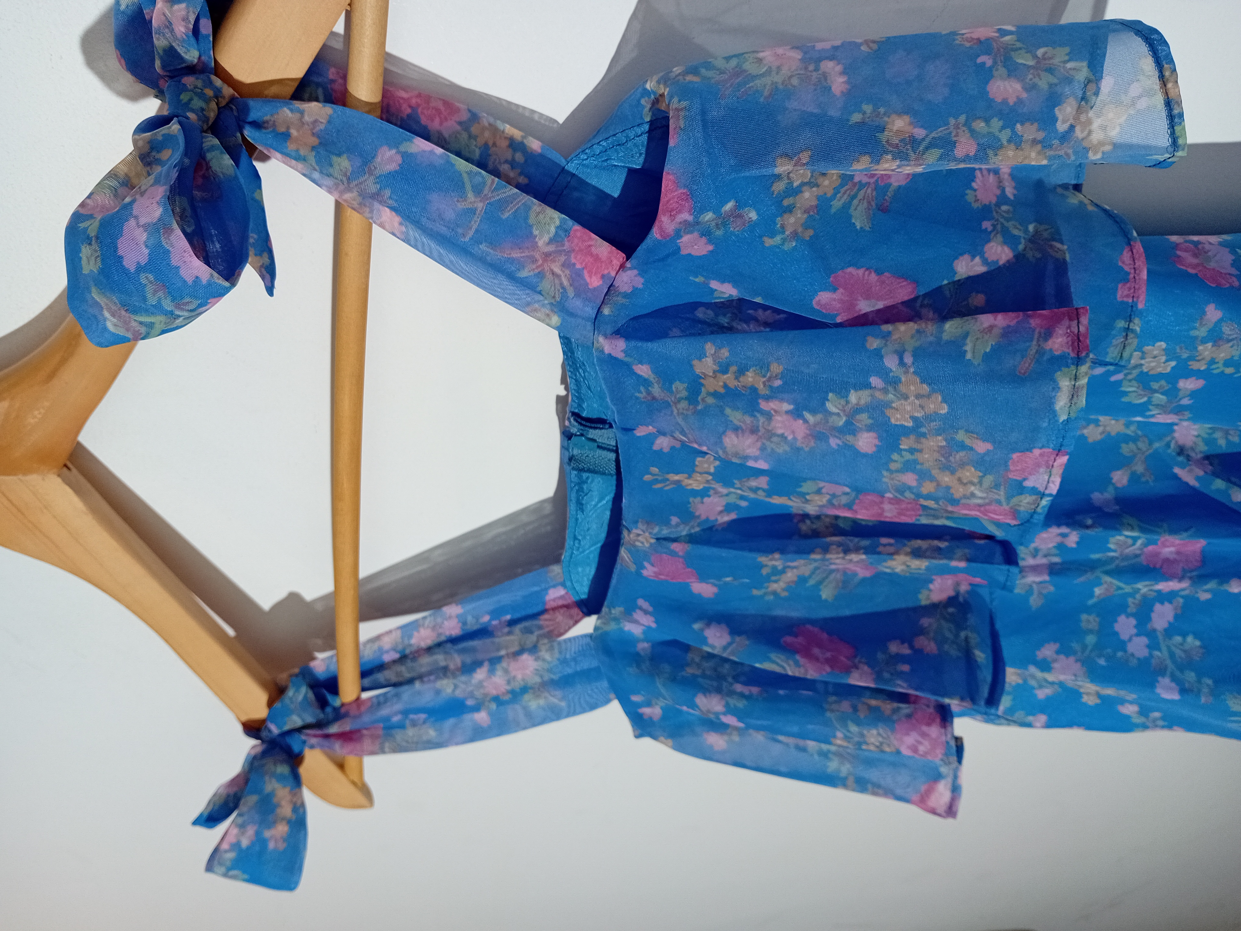 Robe Longue Vintage Fleurie Bleue