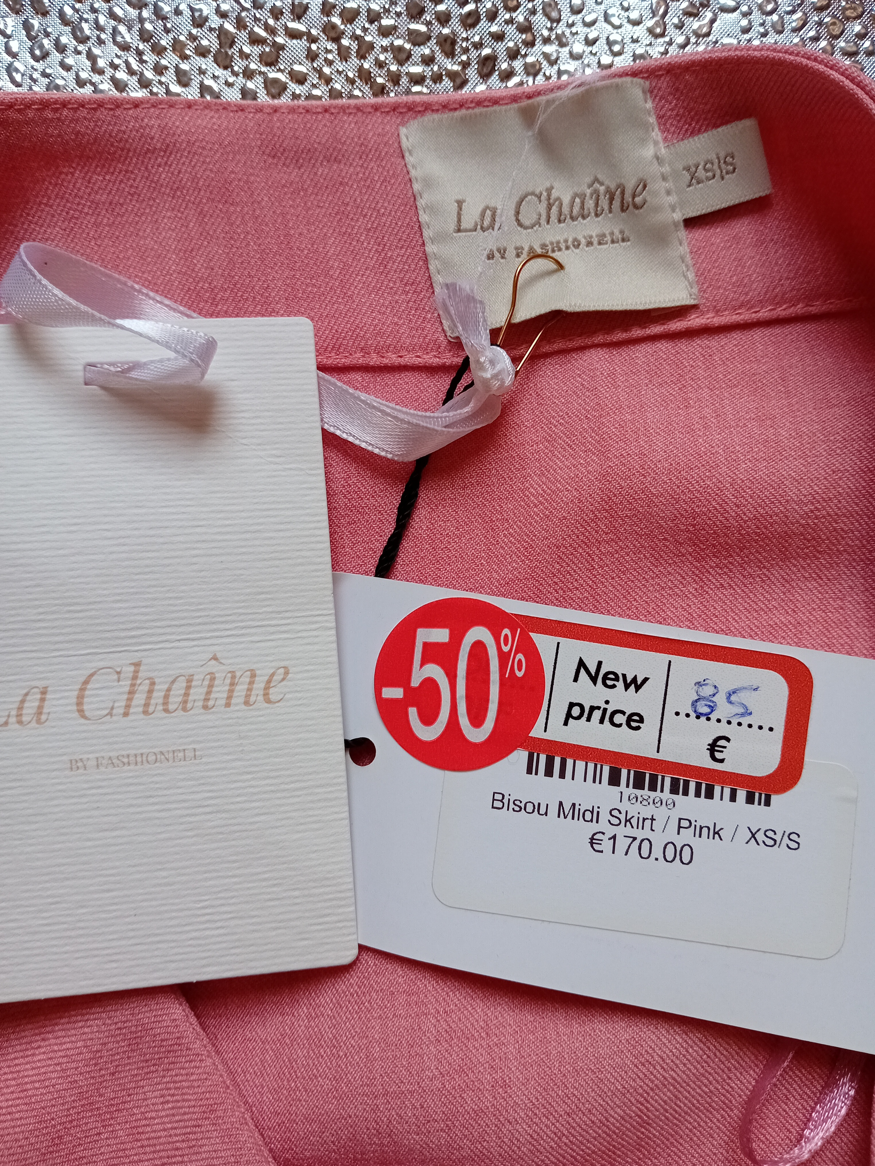 Jupe Midi La Chaîne Bisou Rose