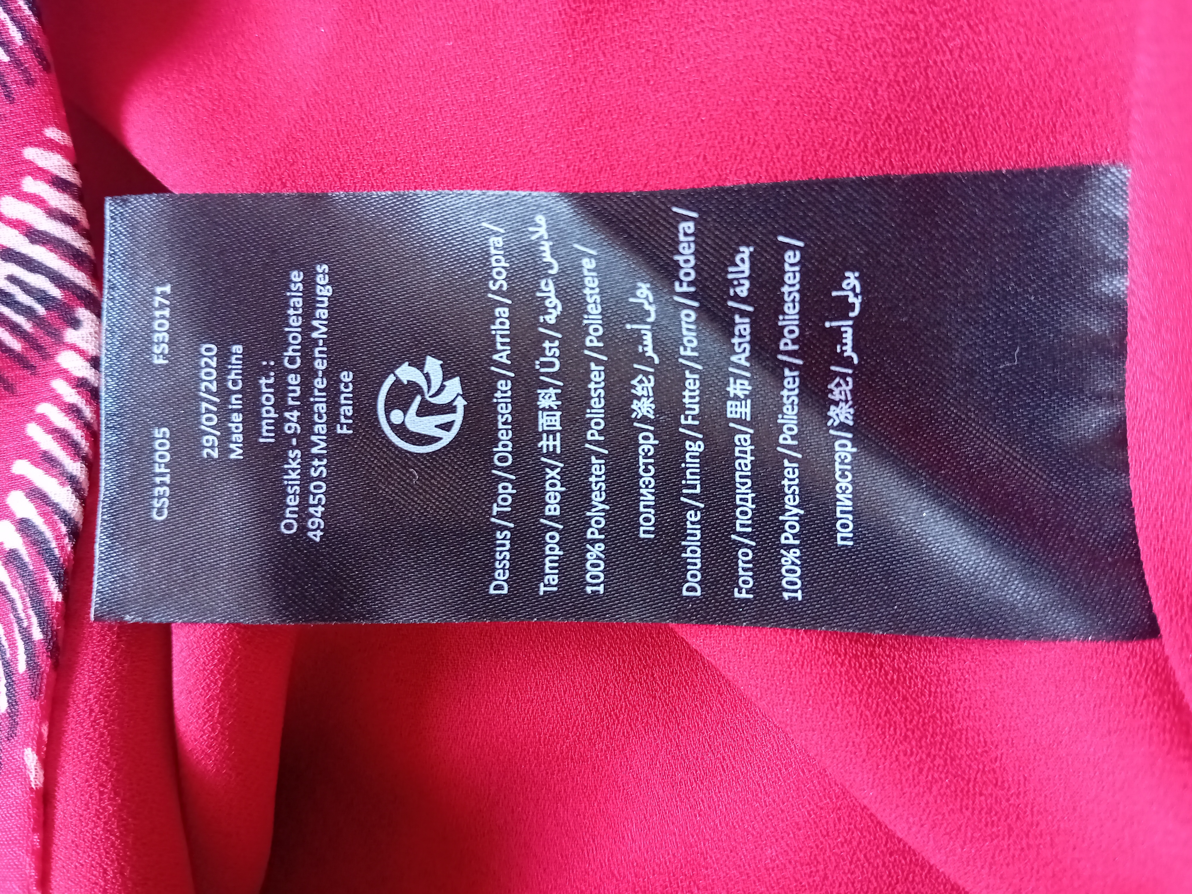 Robe Courte Rouge Motif One Step