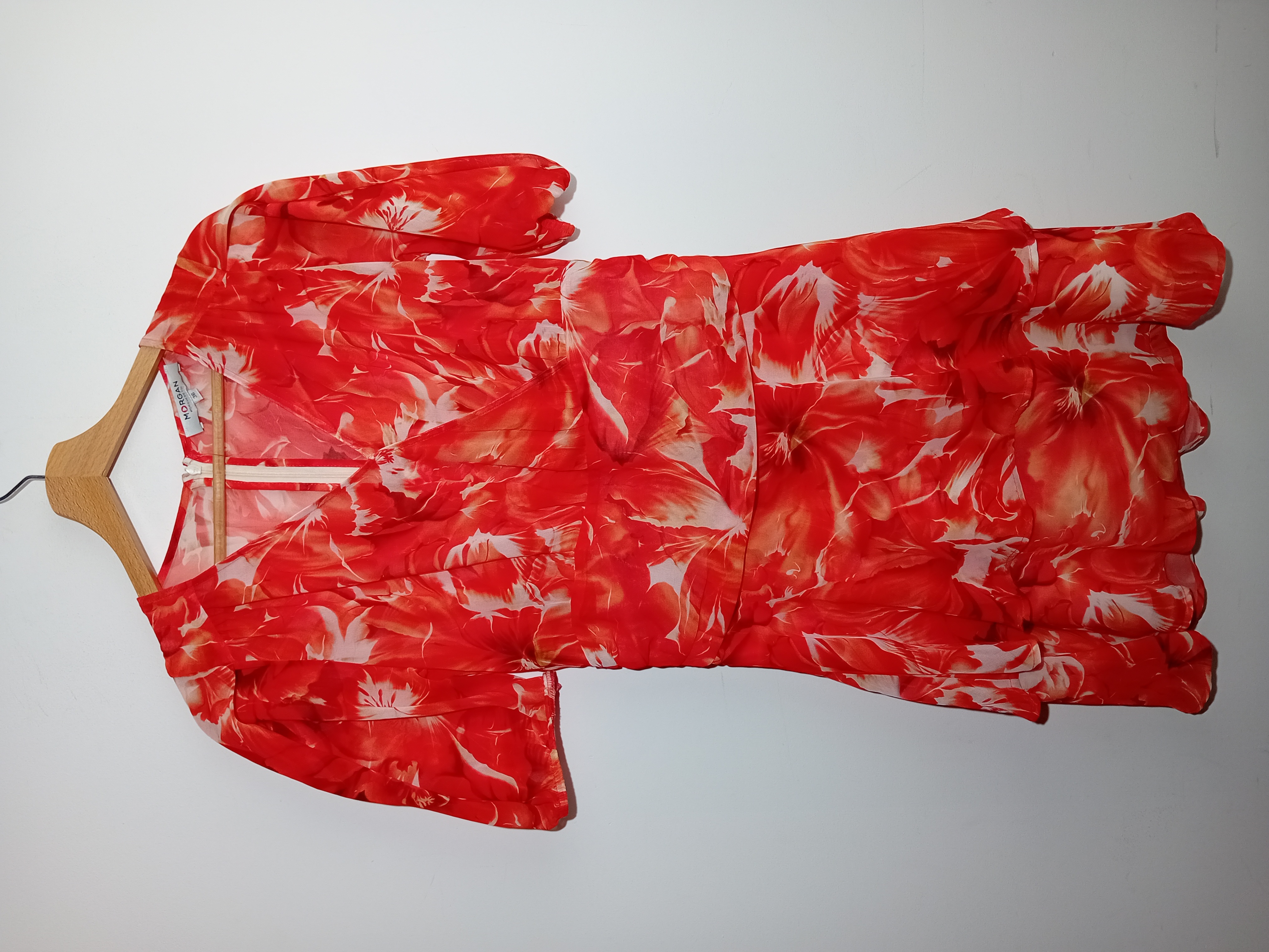 Robe Courte Transparente Fleurie Rouge Morgan