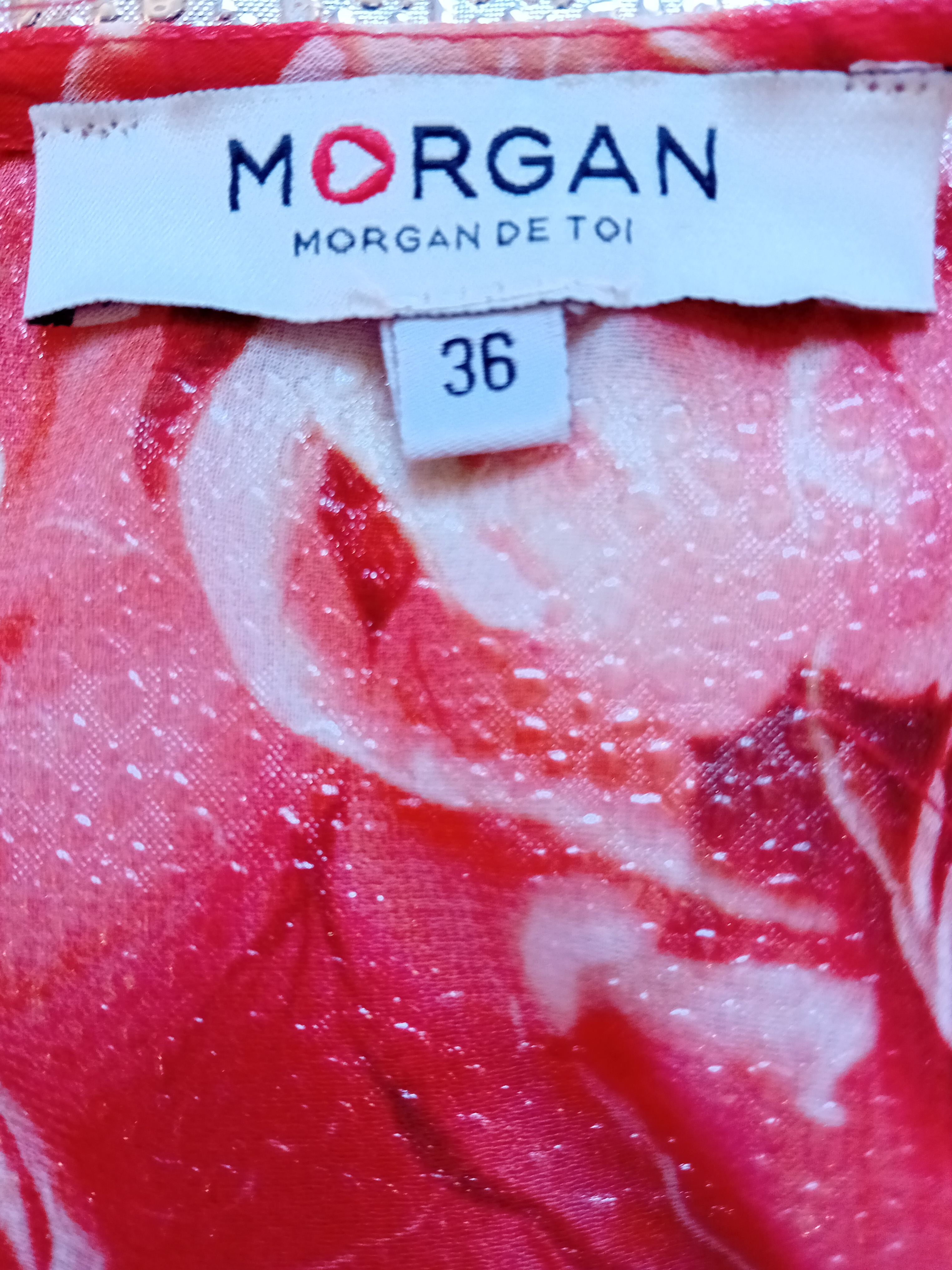 Robe Courte Transparente Fleurie Rouge Morgan