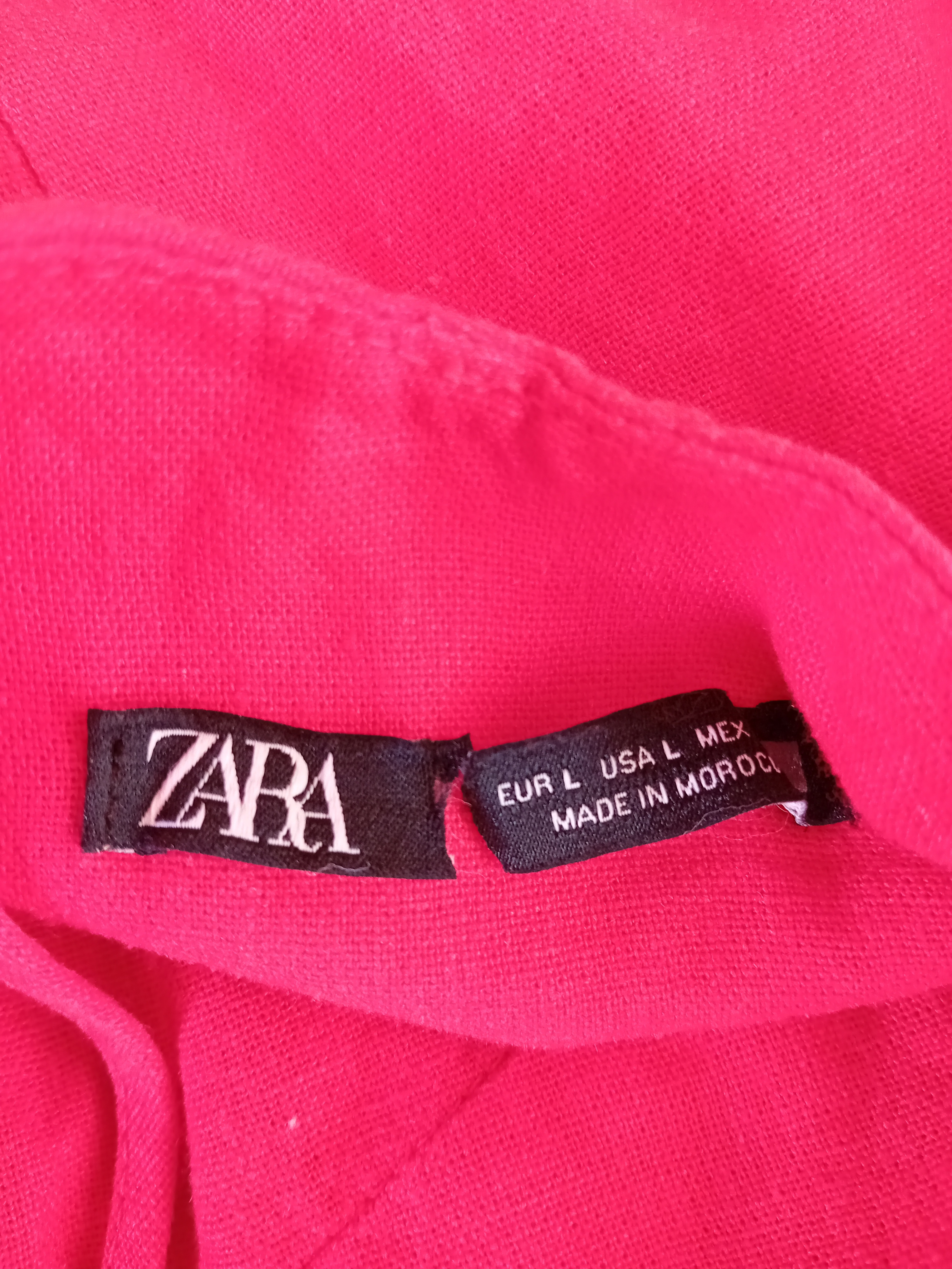 Robe Longue Rouge En Lin Zara L