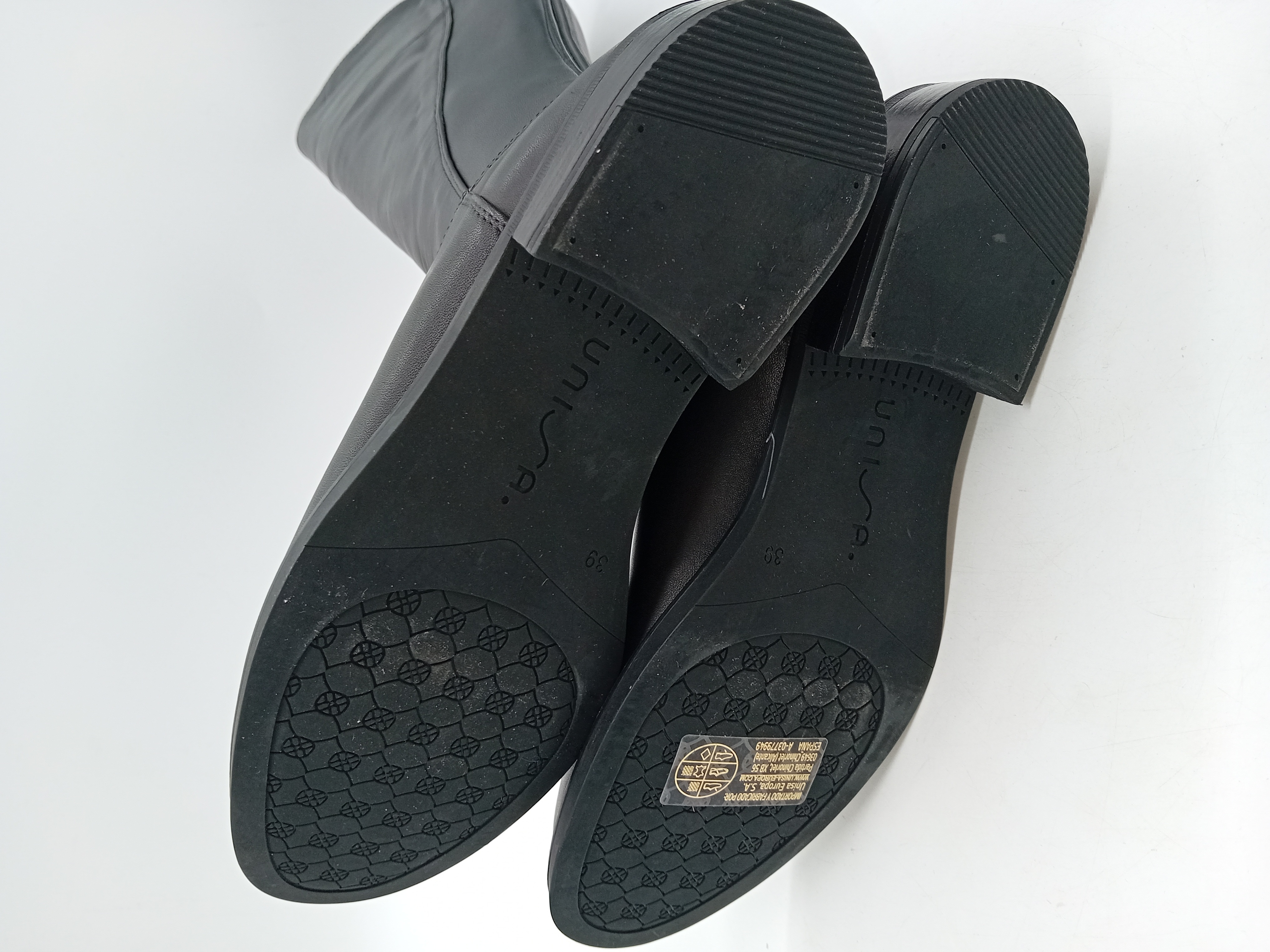 Bottes Hautes En Cuir Noir Unisa 39