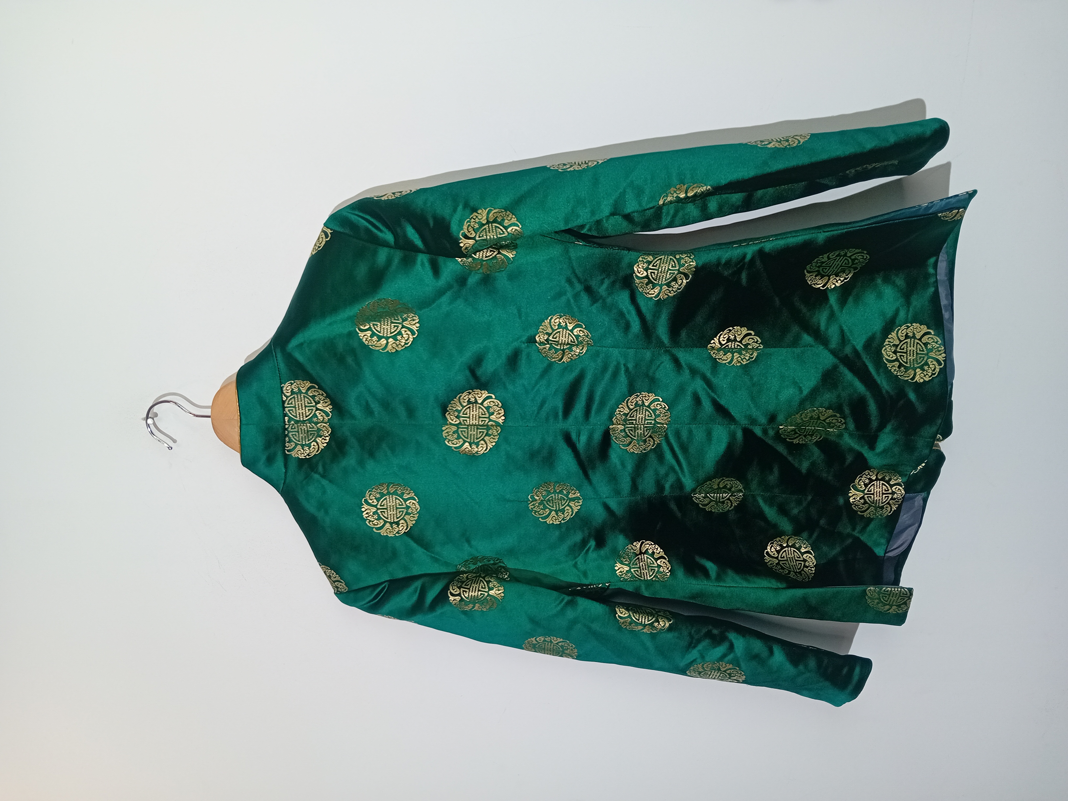 Veste Style Tang Vert Émeraude Doré