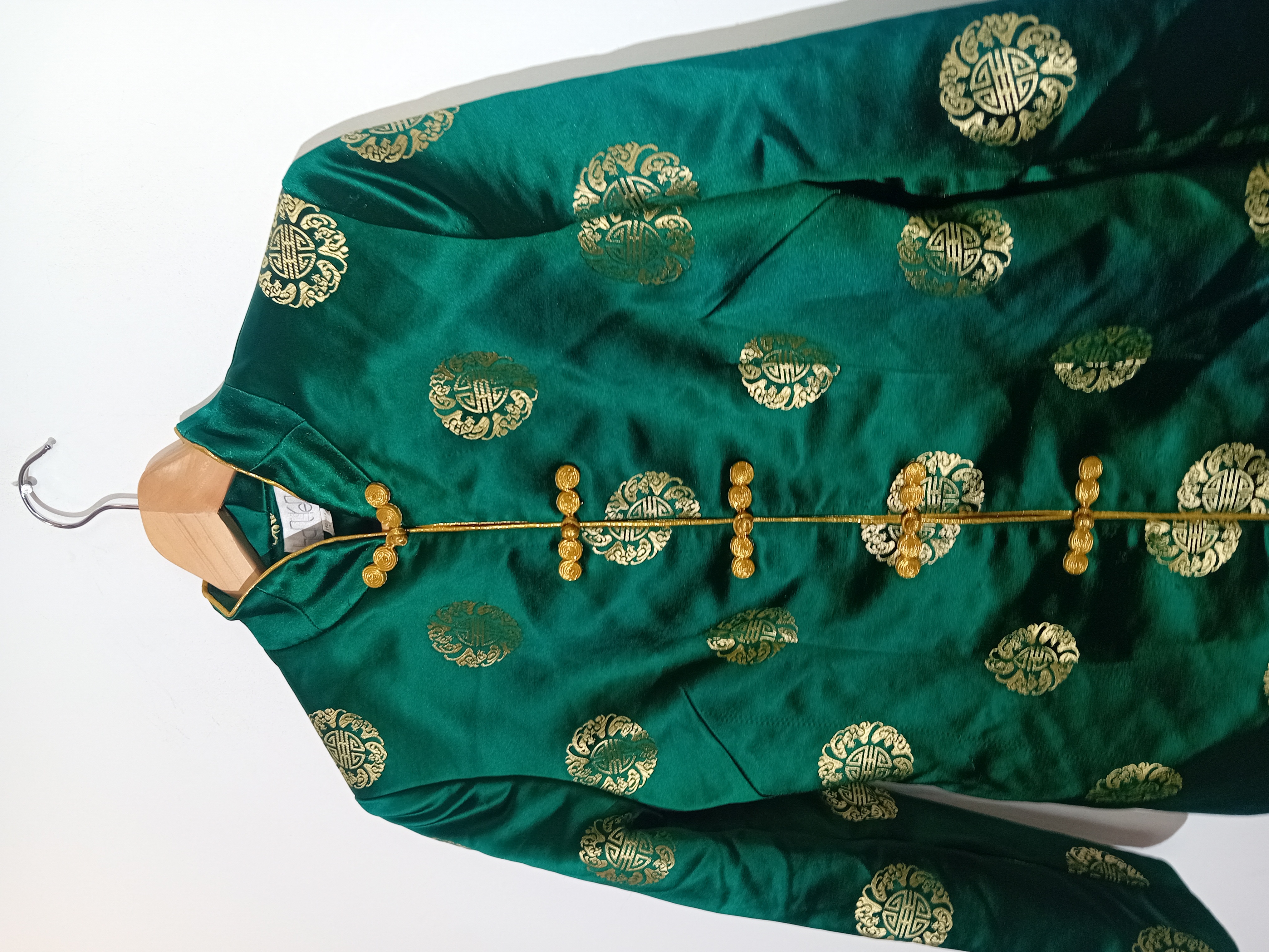 Veste Style Tang Vert Émeraude Doré
