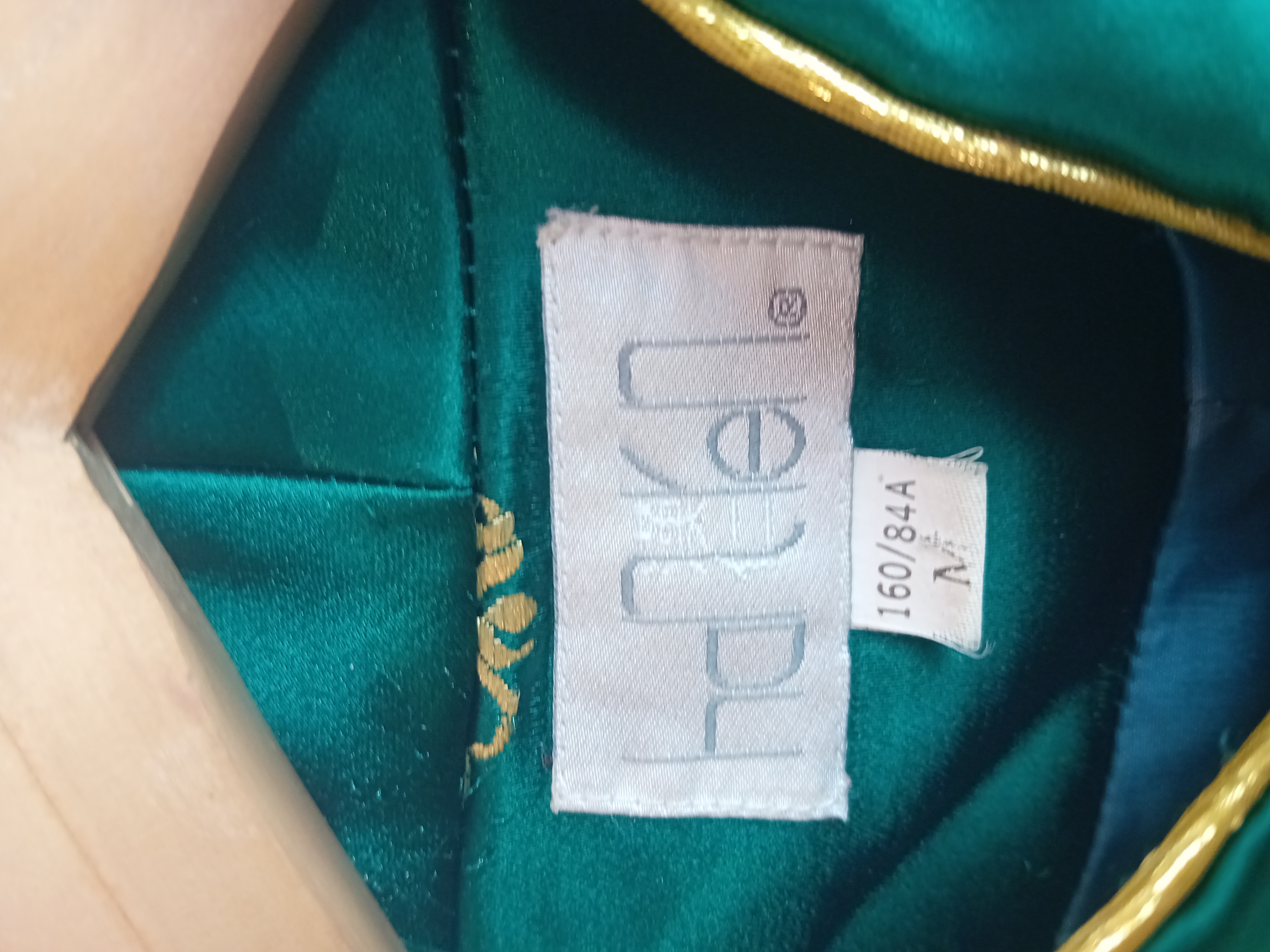 Veste Style Tang Vert Émeraude Doré