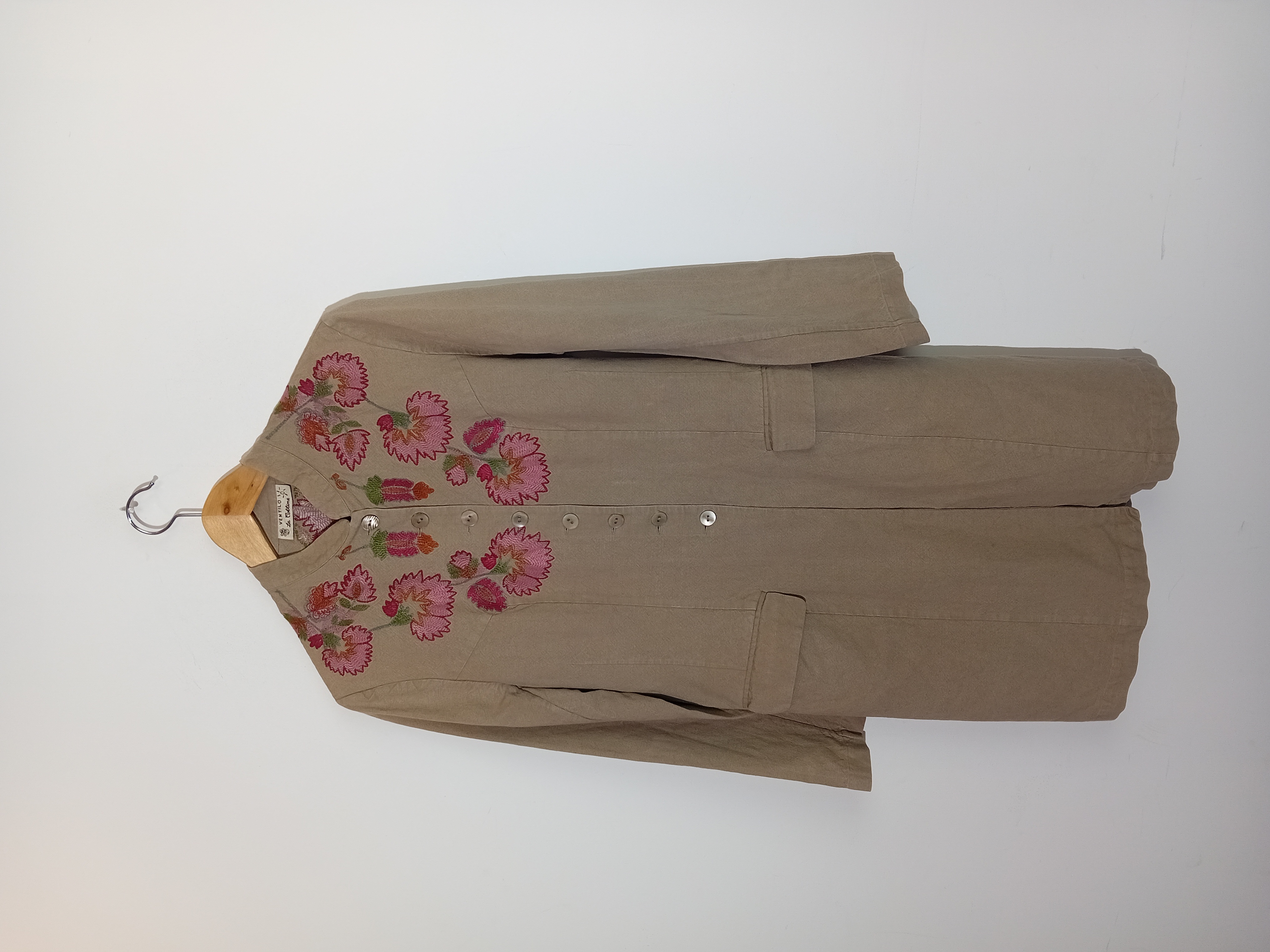 Veste Longue Brodée Beige
