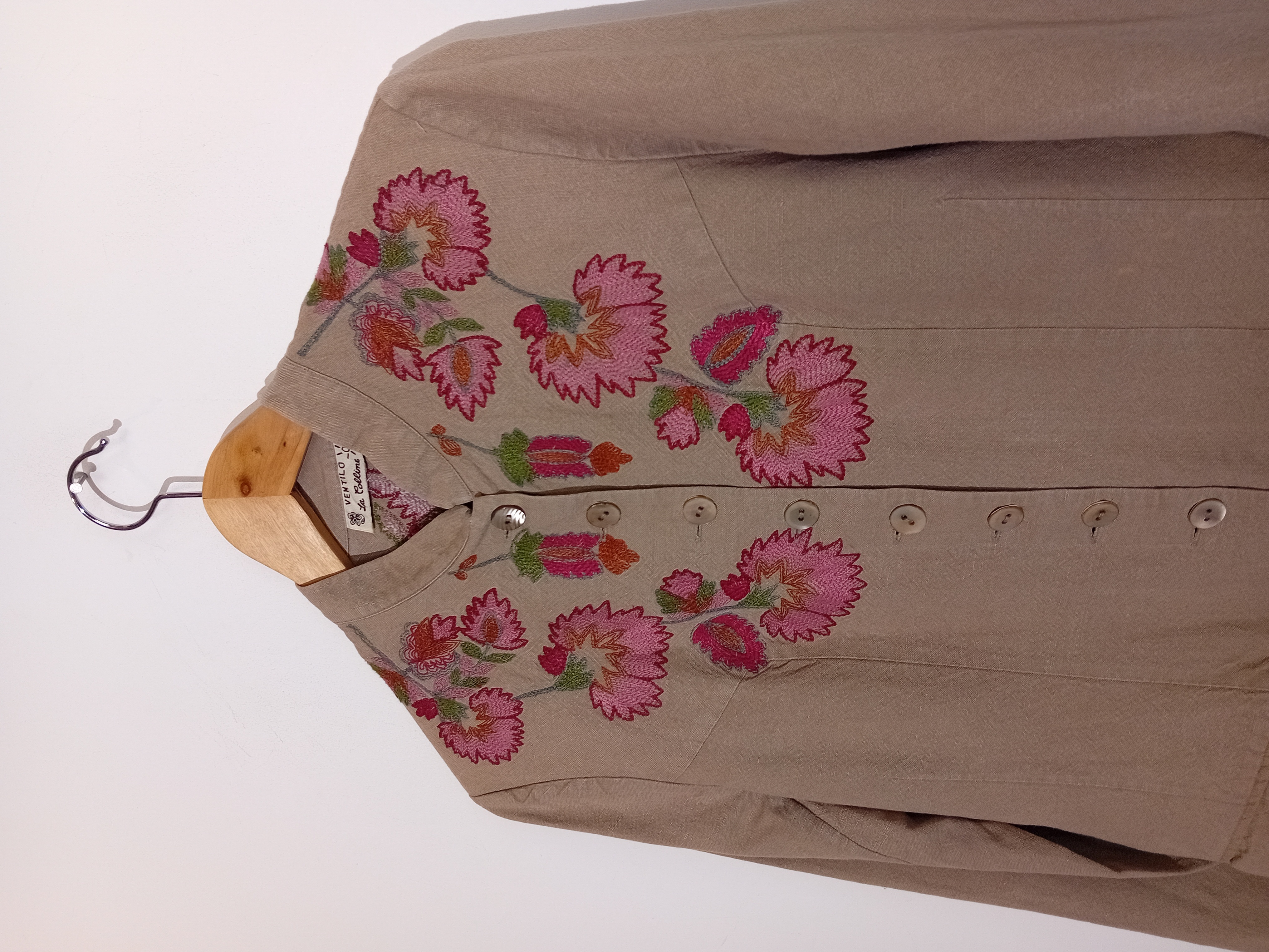 Veste Longue Brodée Beige