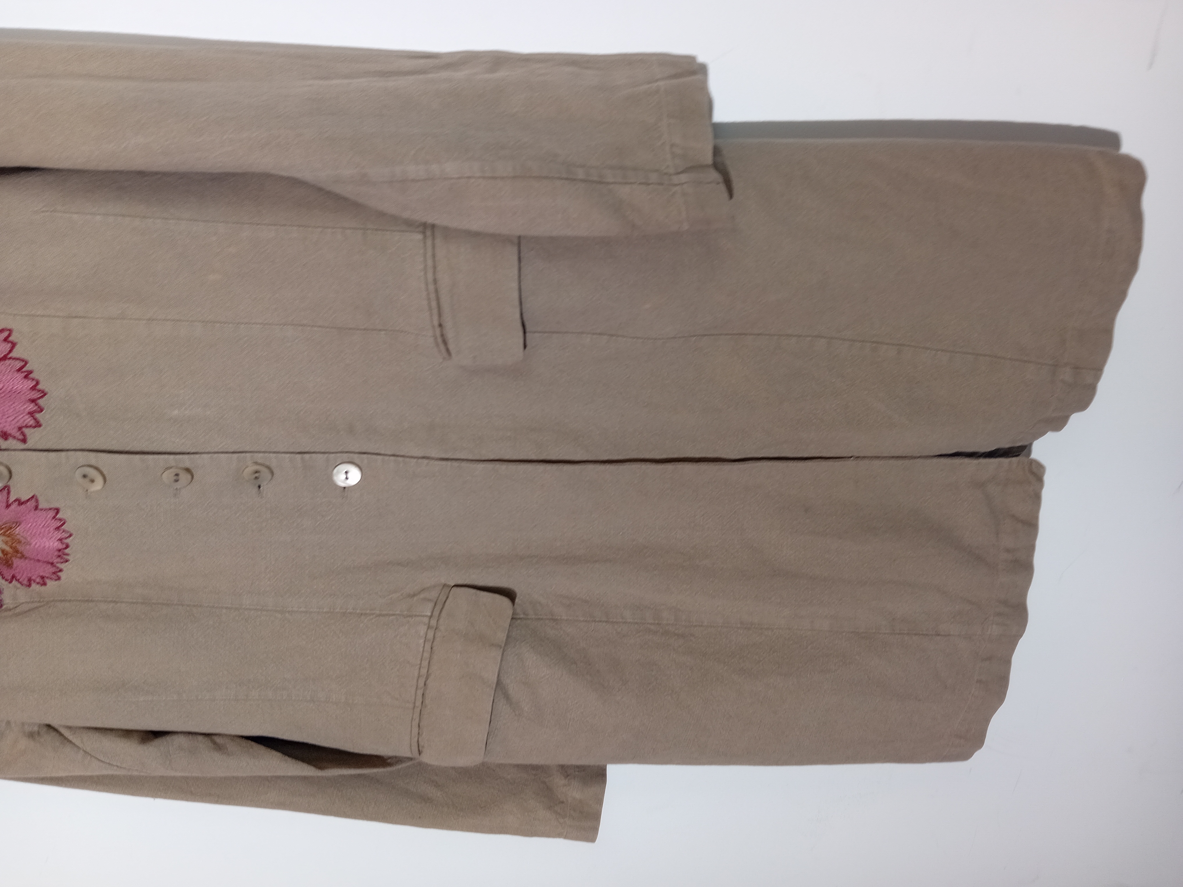 Veste Longue Brodée Beige