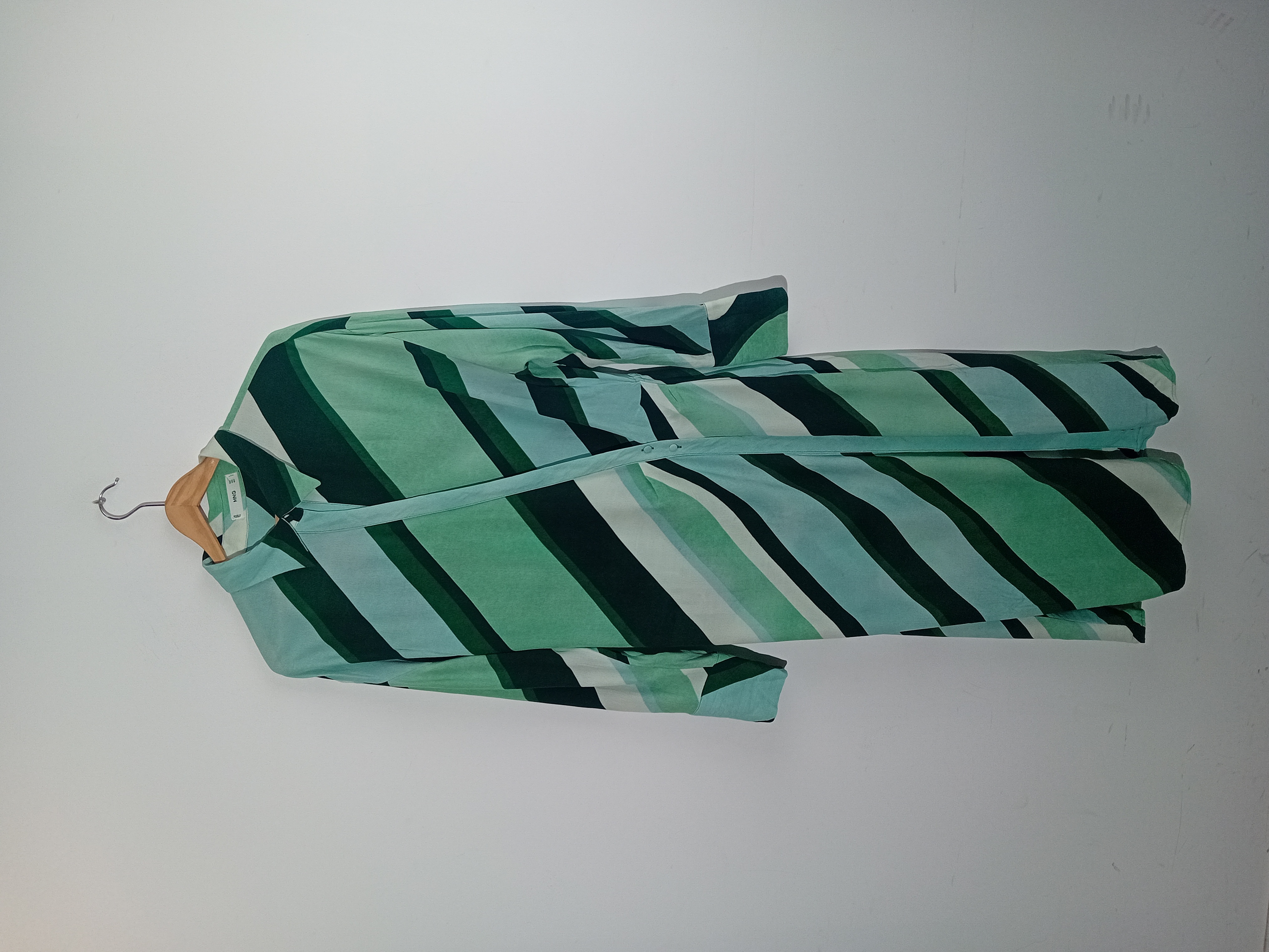 Robe Chemise Longue Rayée Vert Mango L