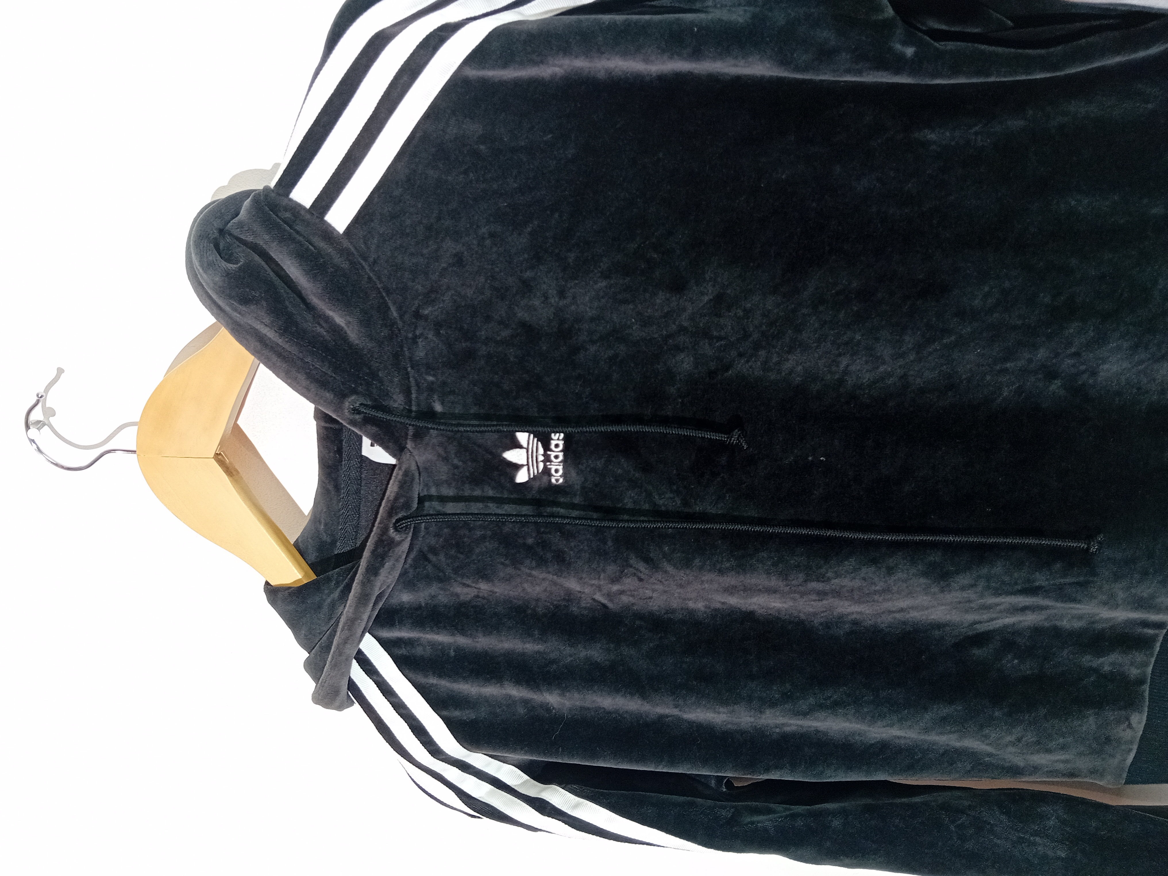 Sweat Capuche Velours Noir Adidas