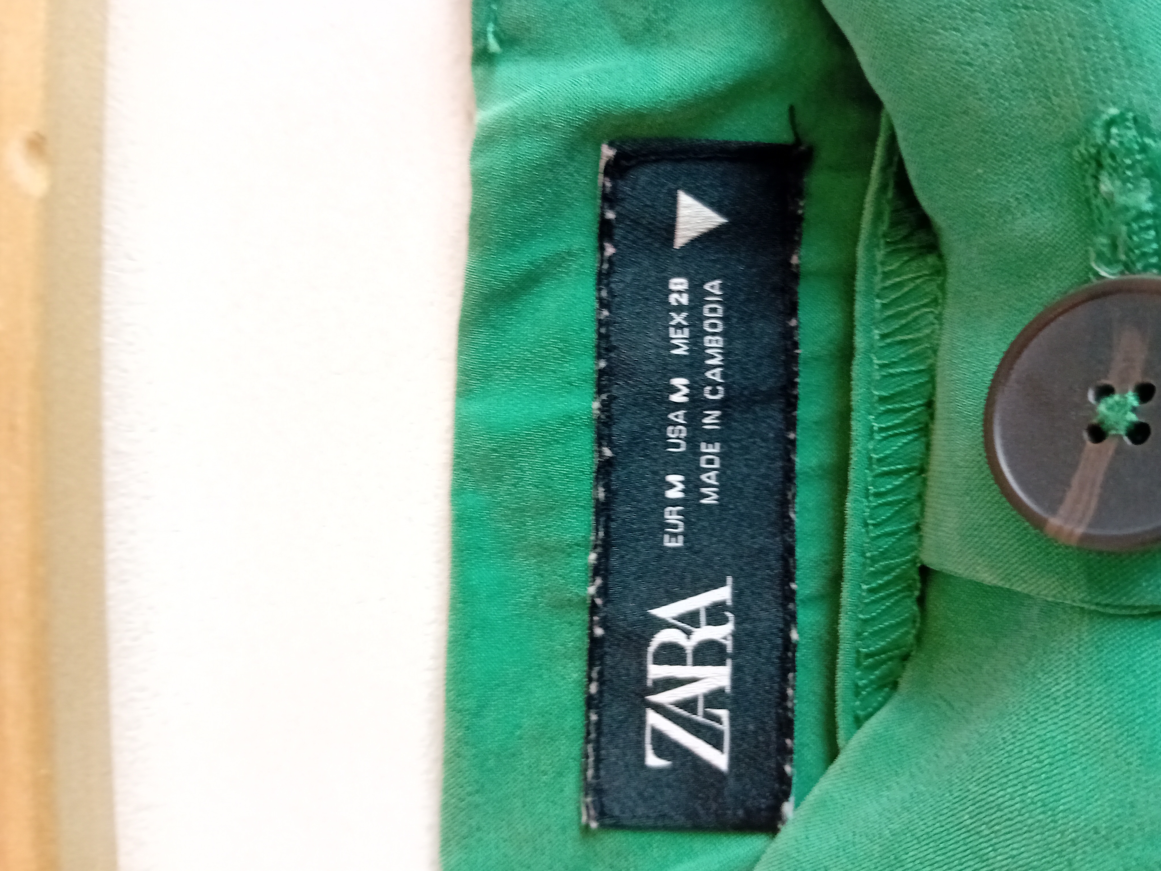 Pantalon Large Vert Vif Zara