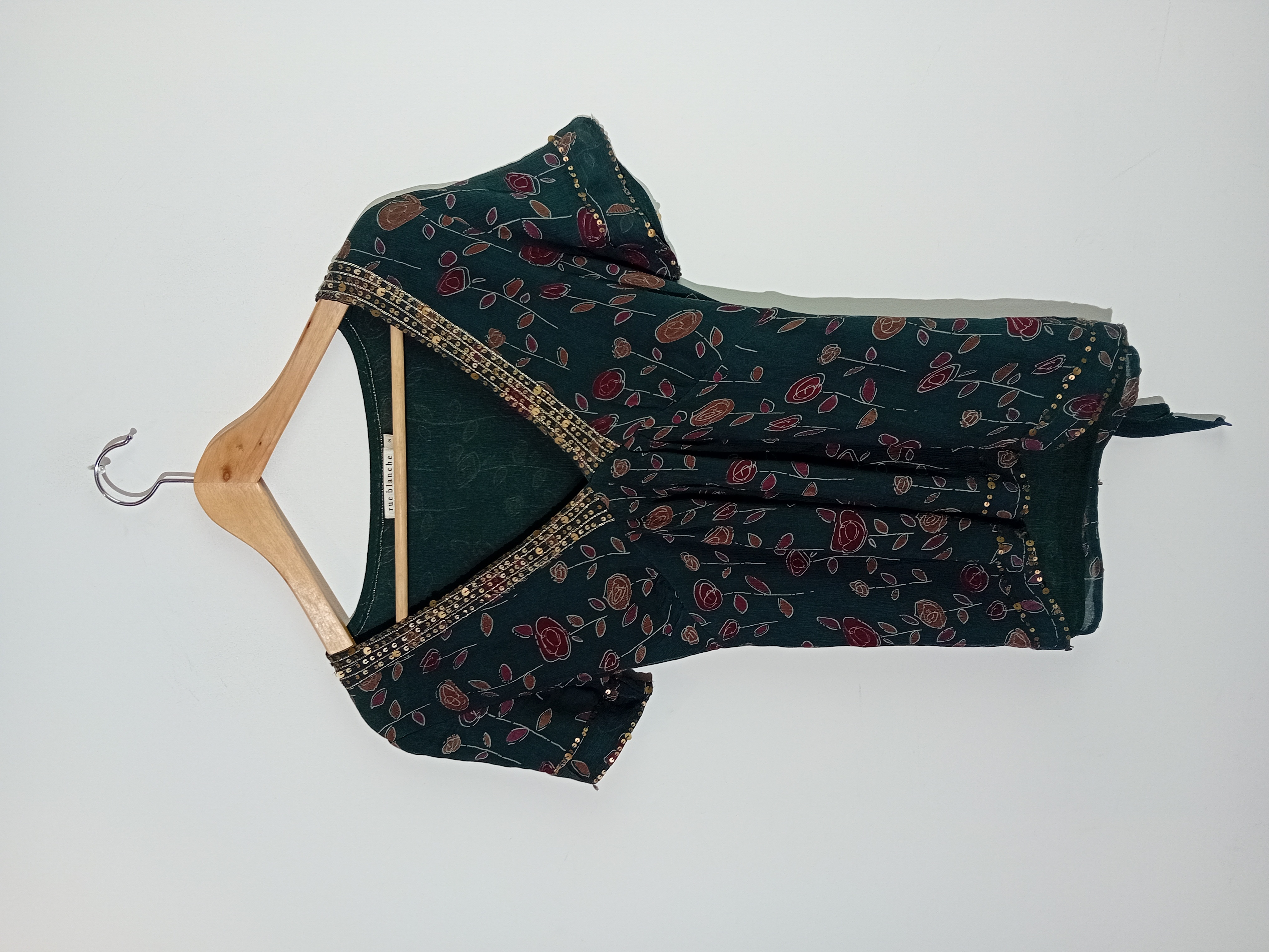 Top En Soie Floral Sequins Rue Blanche