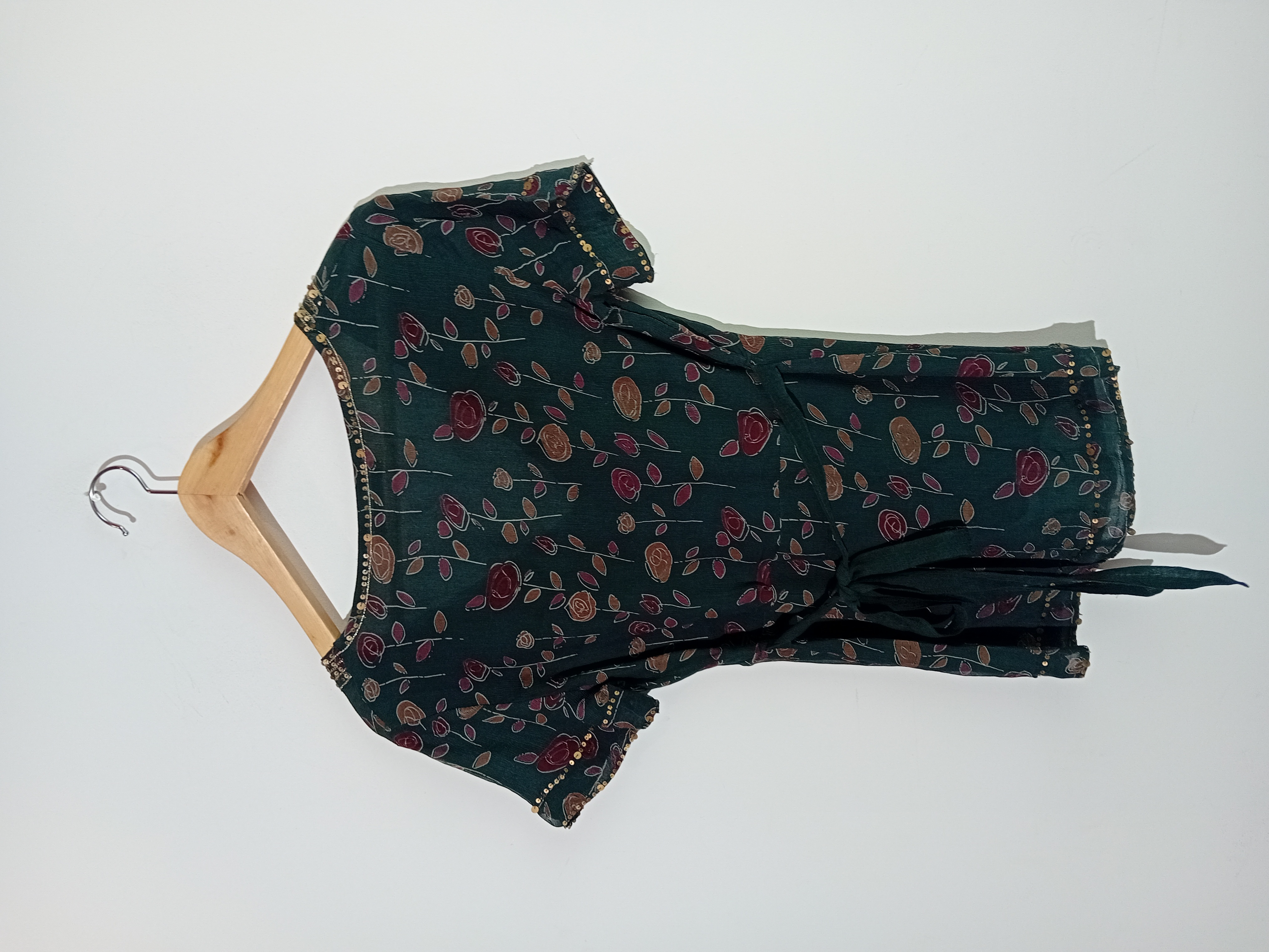 Top En Soie Floral Sequins Rue Blanche