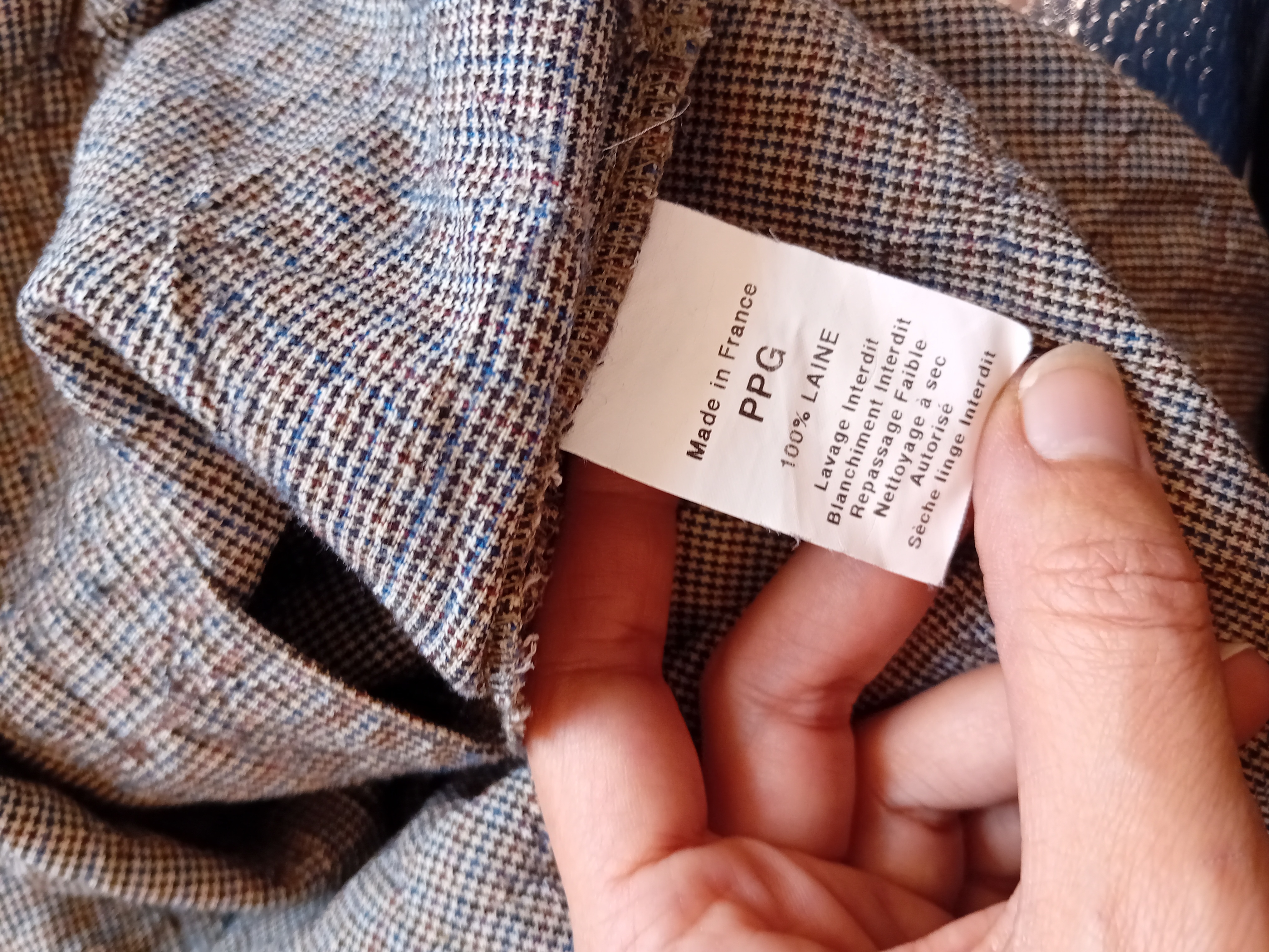 Pantalon Large En Laine Micro-carreaux