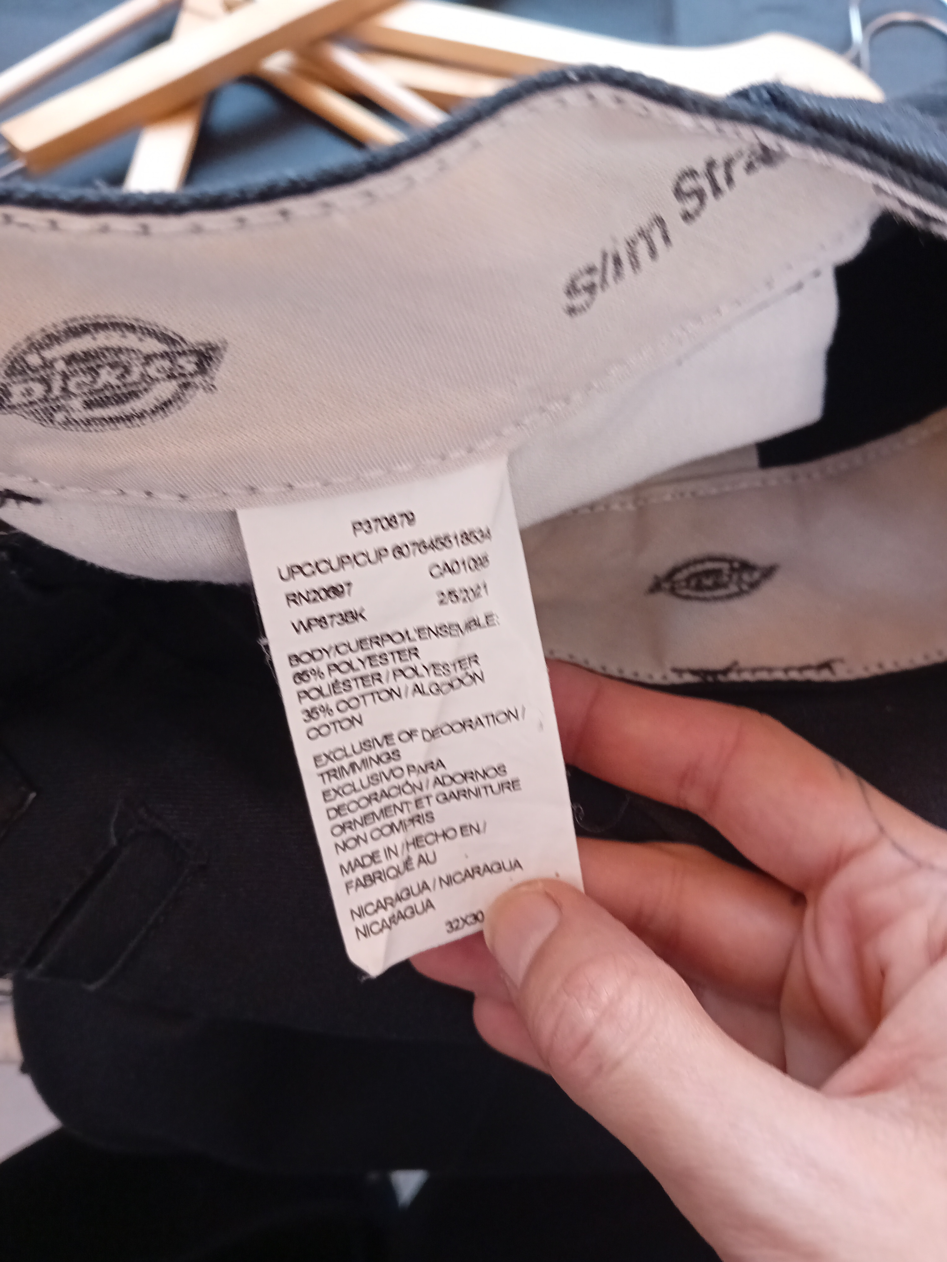 Pantalon Dickies Slim Straight W32 Noir