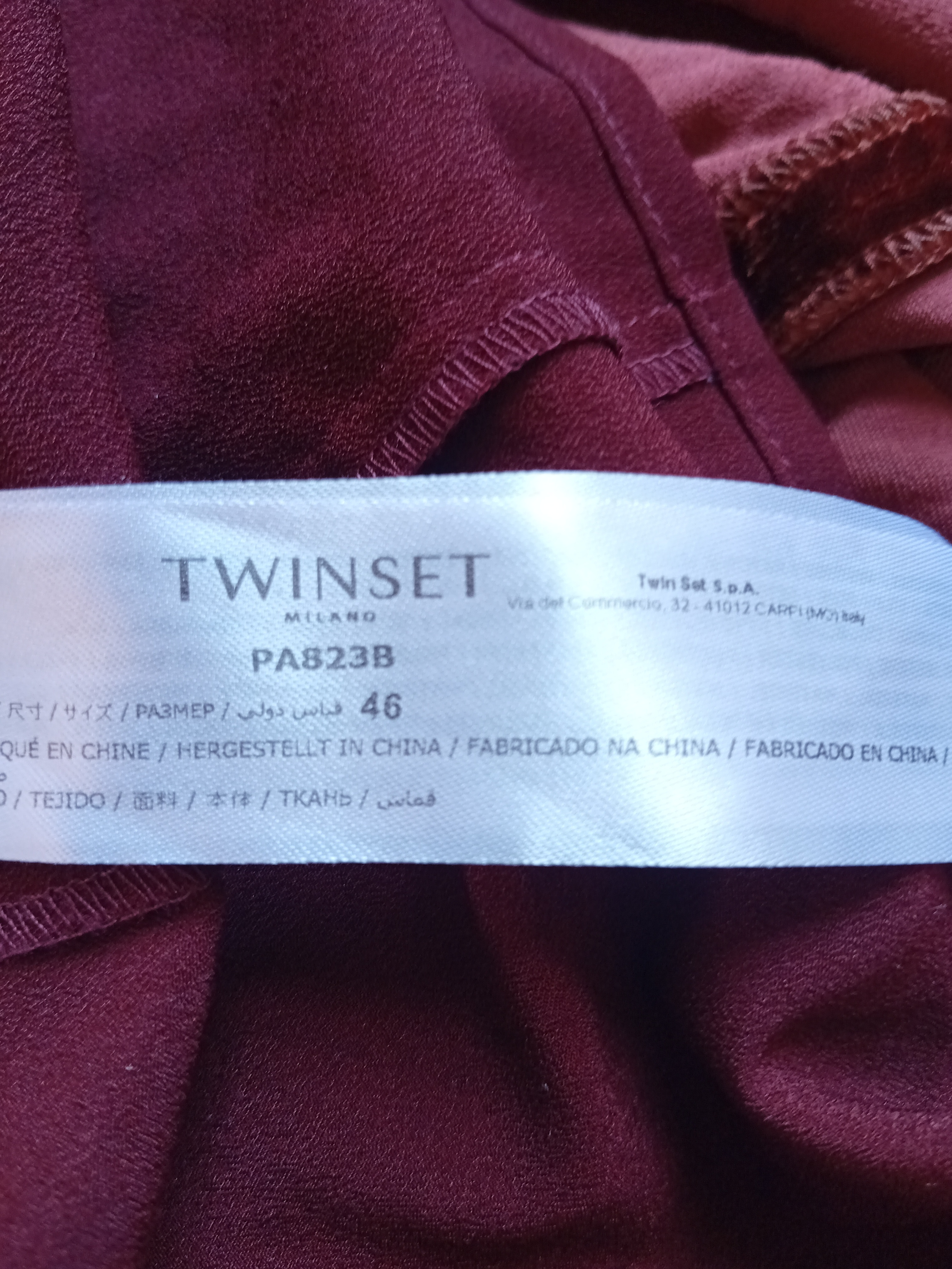 Robe Velours Bordeaux Twinset
